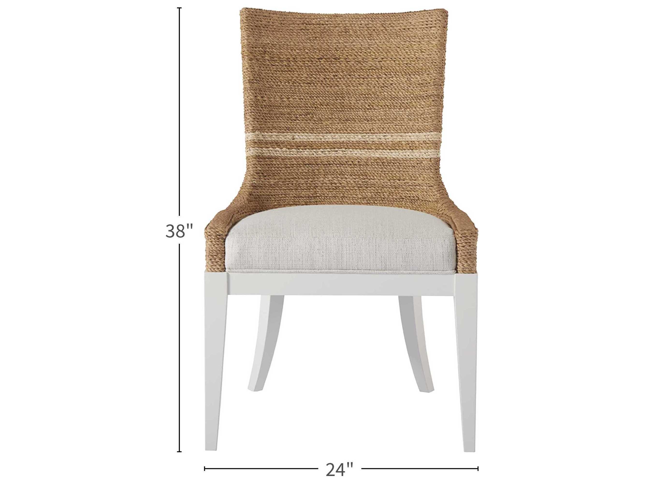 Coastal Living Home Escape Abaca Wood Natural Upholstered Side Dining Chair