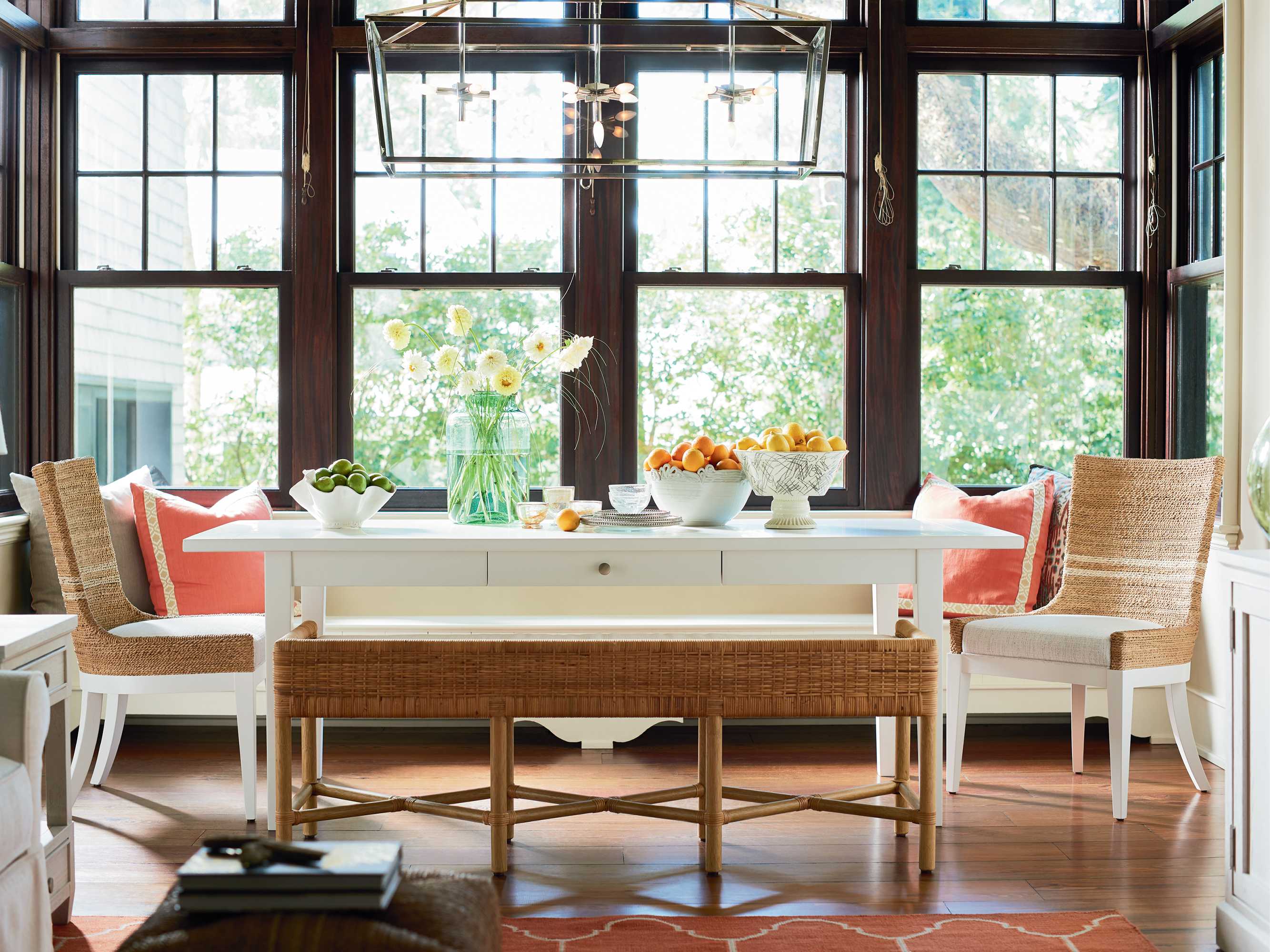 Coastal Living Home Escape Abaca Wood Natural Upholstered Side Dining Chair