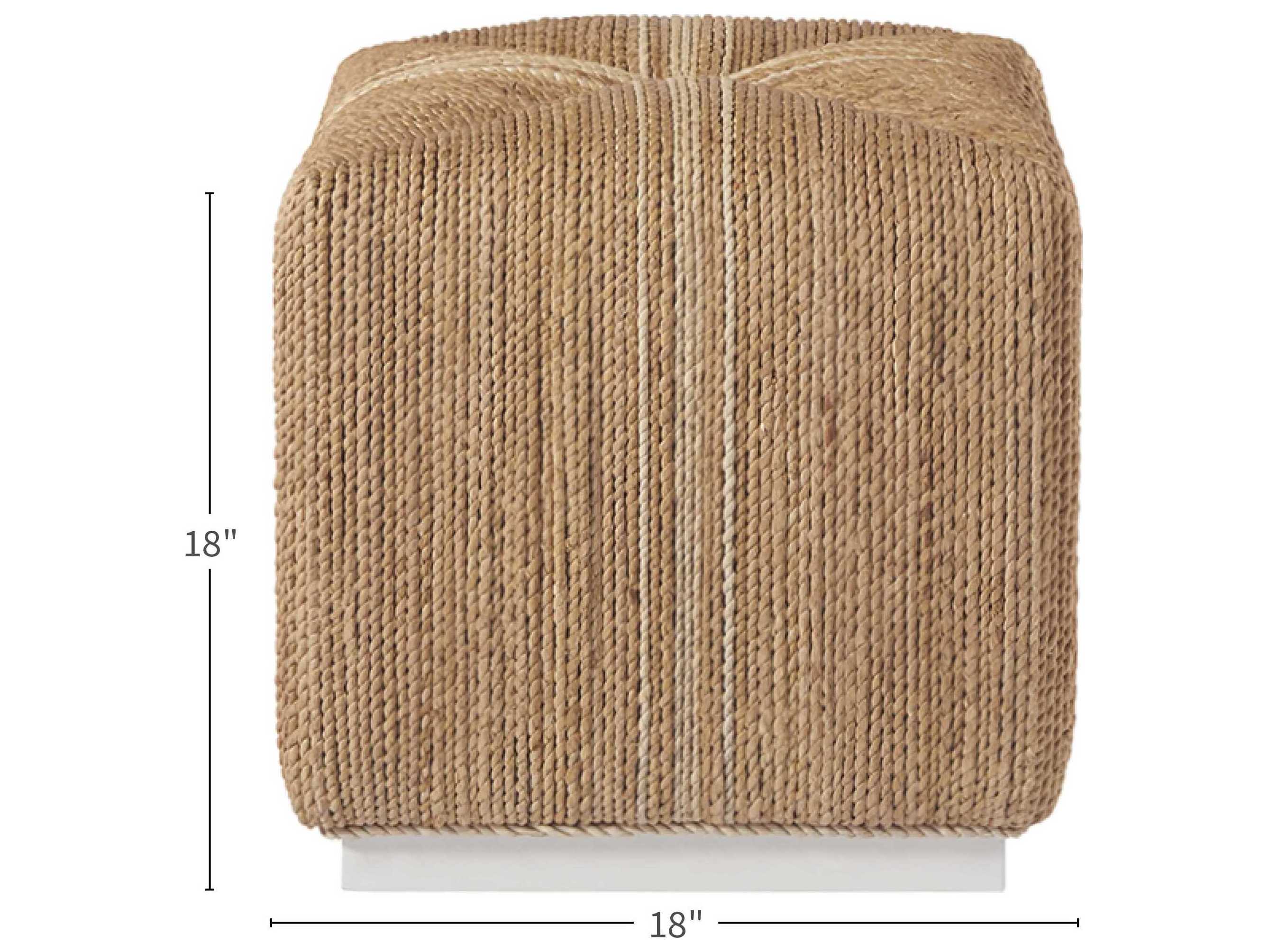 Coastal Living Home Escape Woven Abaca Brown Ottoman