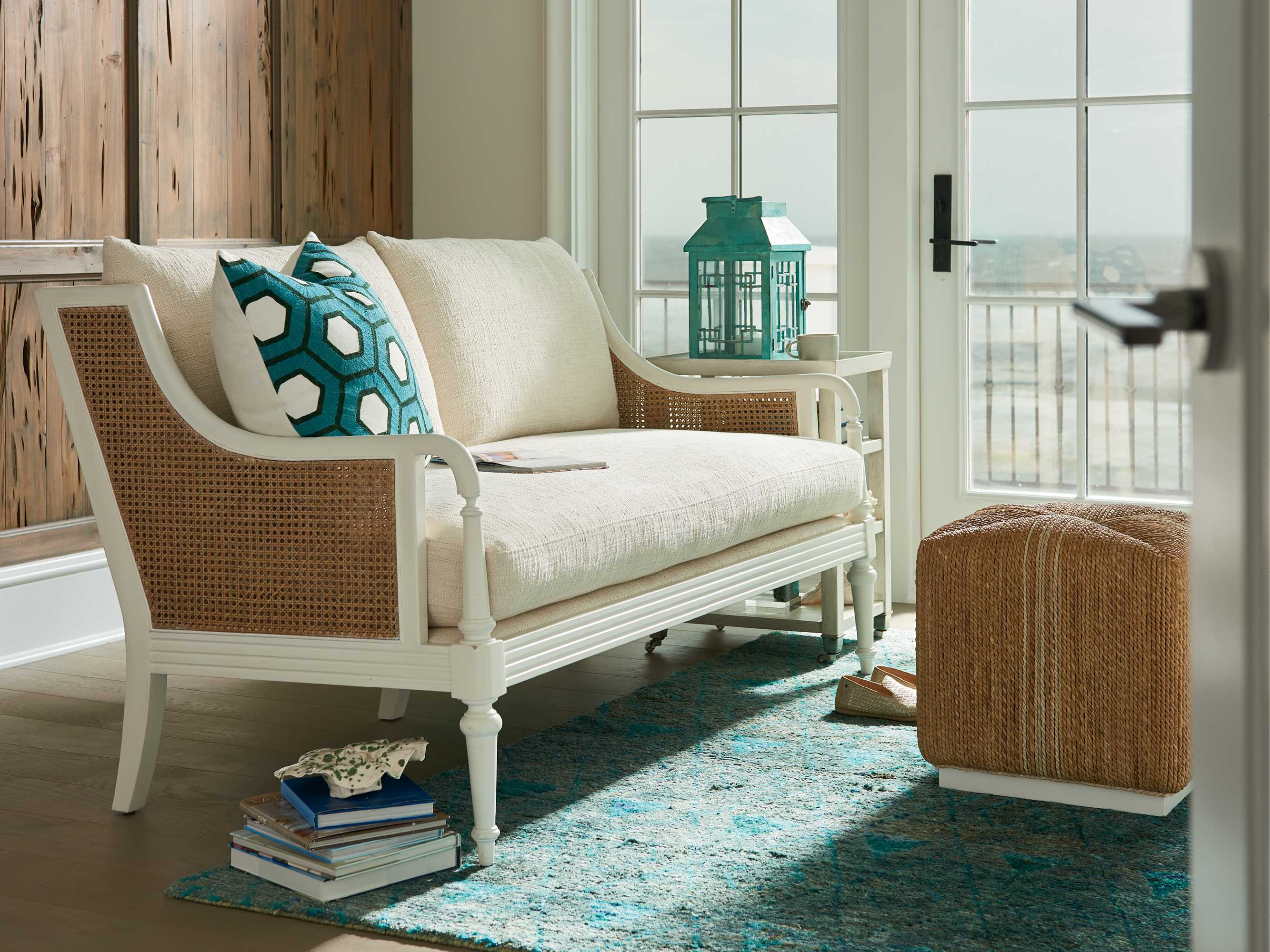 Coastal Living Home Escape Woven Abaca Brown Ottoman