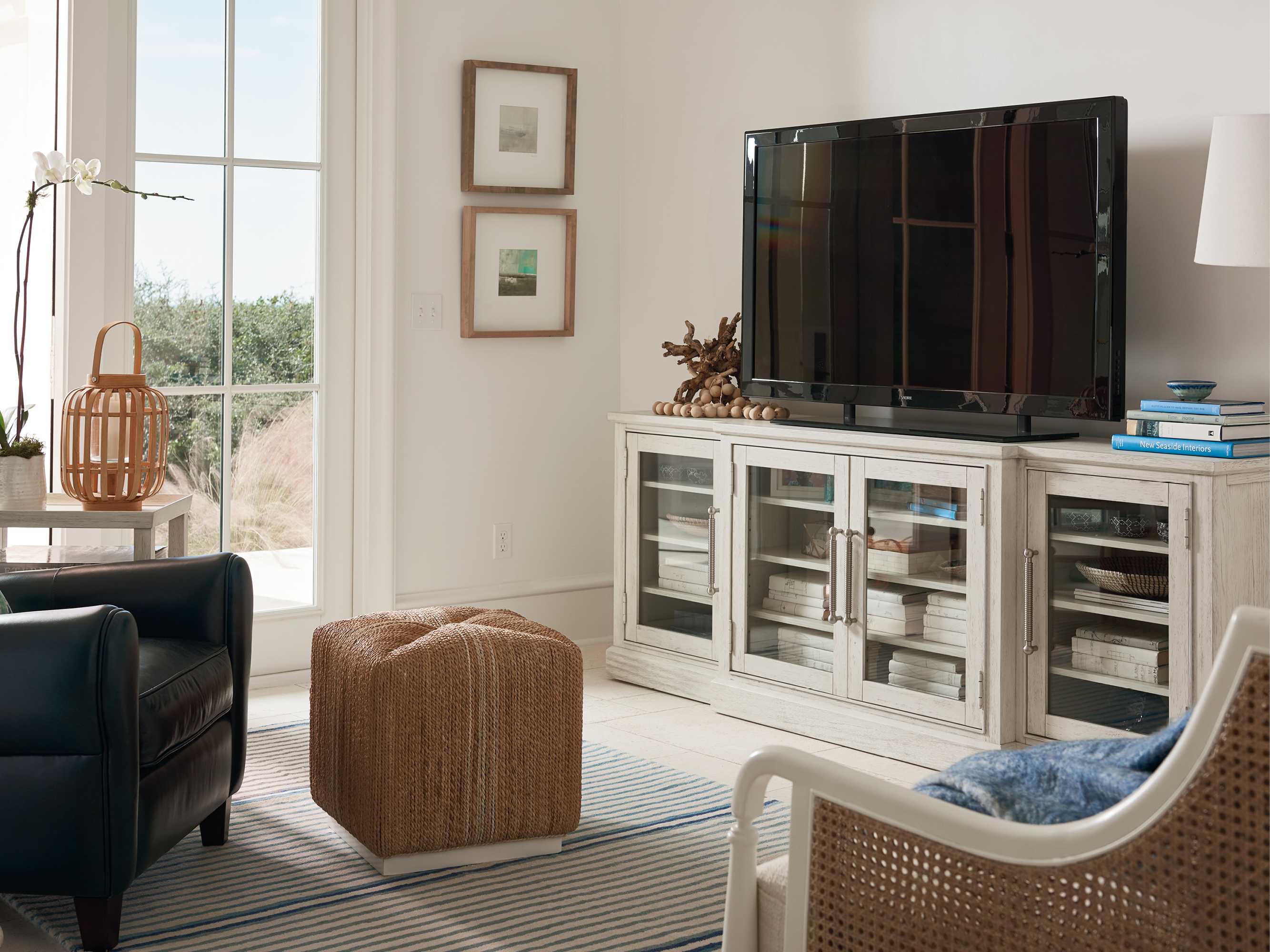 Coastal Living Home Escape Woven Abaca Brown Ottoman