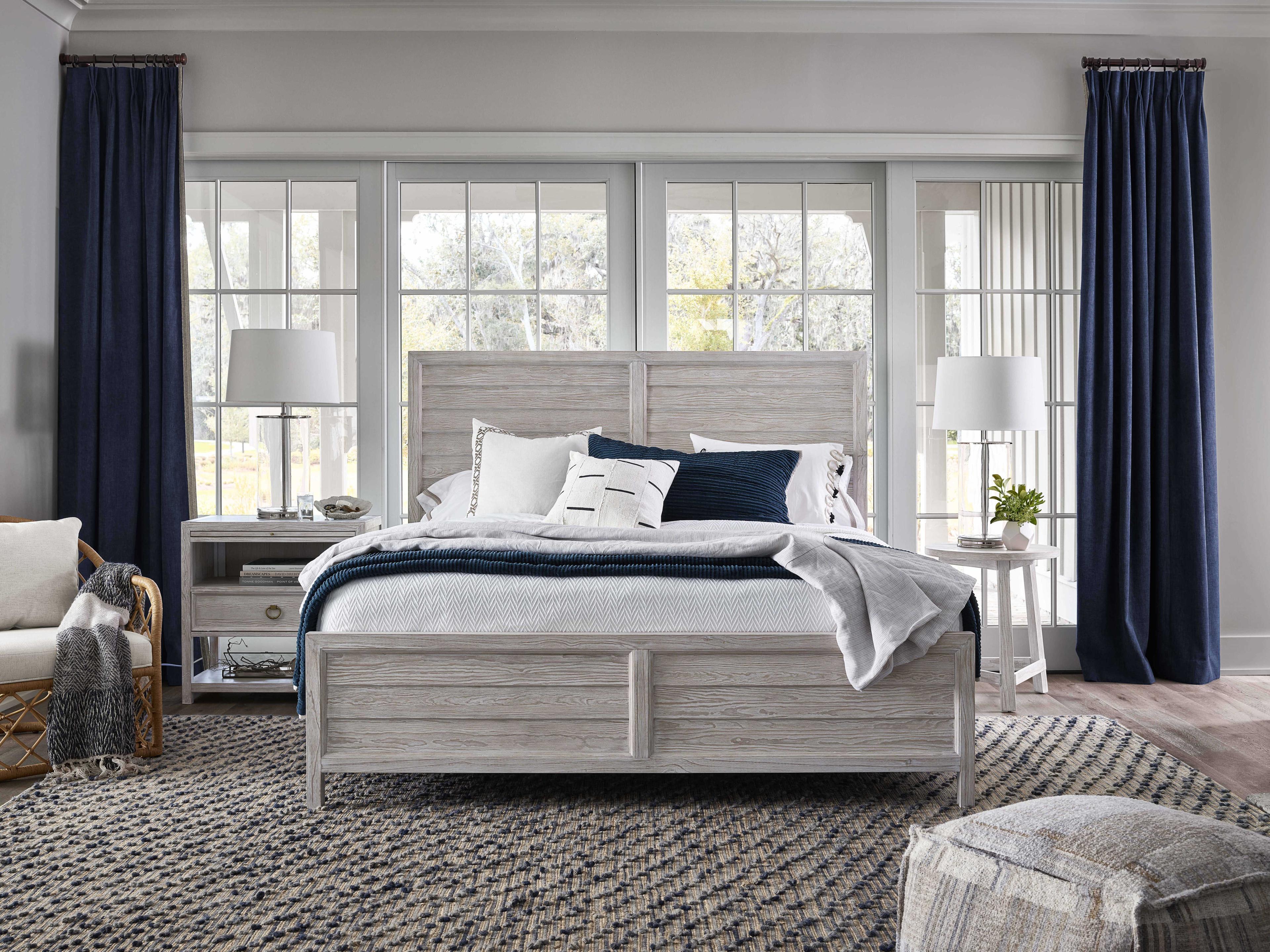 Coastal Living Home Getaway Sea Oat Beige Wood Queen Panel Bed