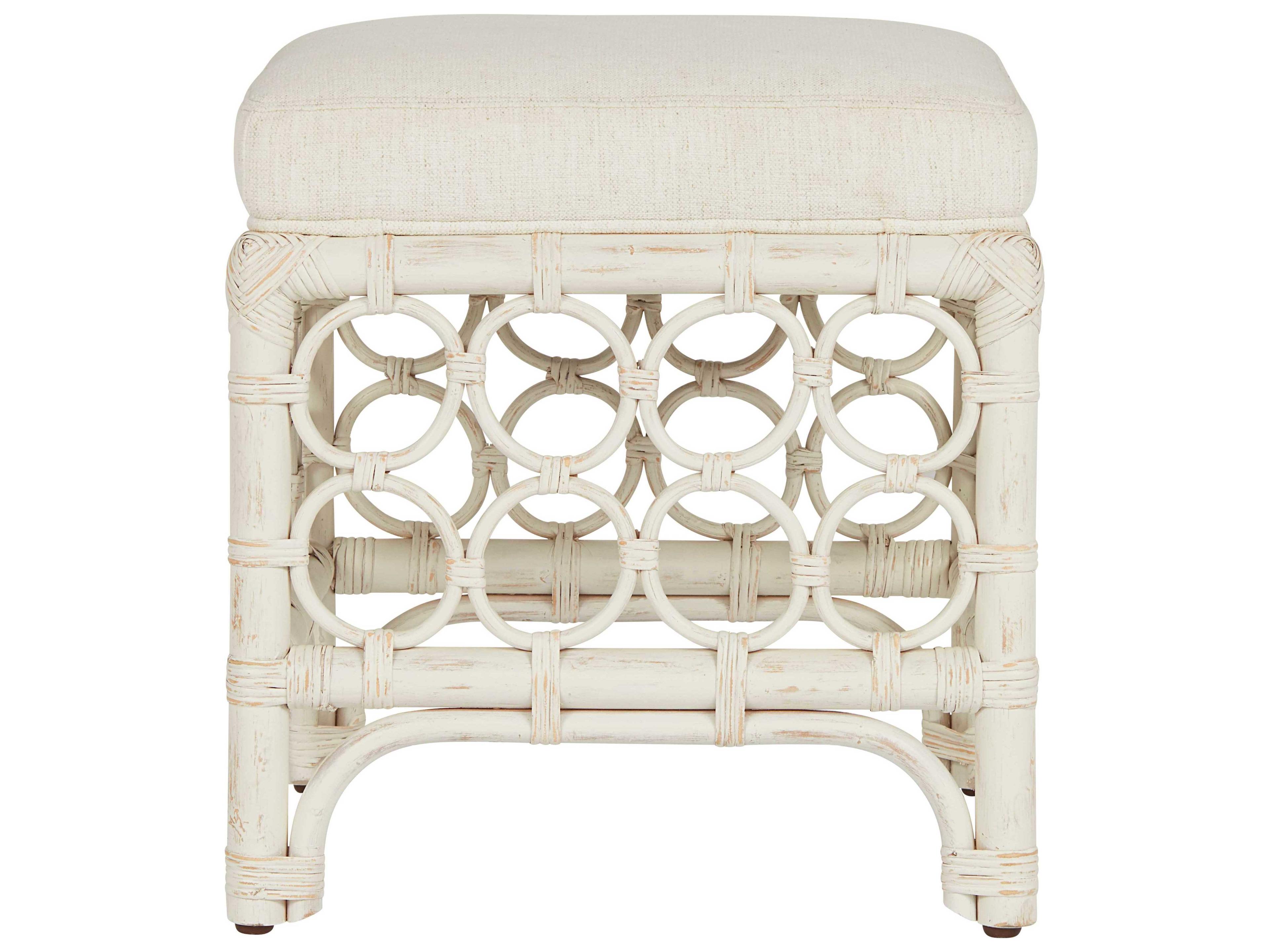 Coastal Living Home Getaway Nomad Snow Egret White Upholstered Accent Stool
