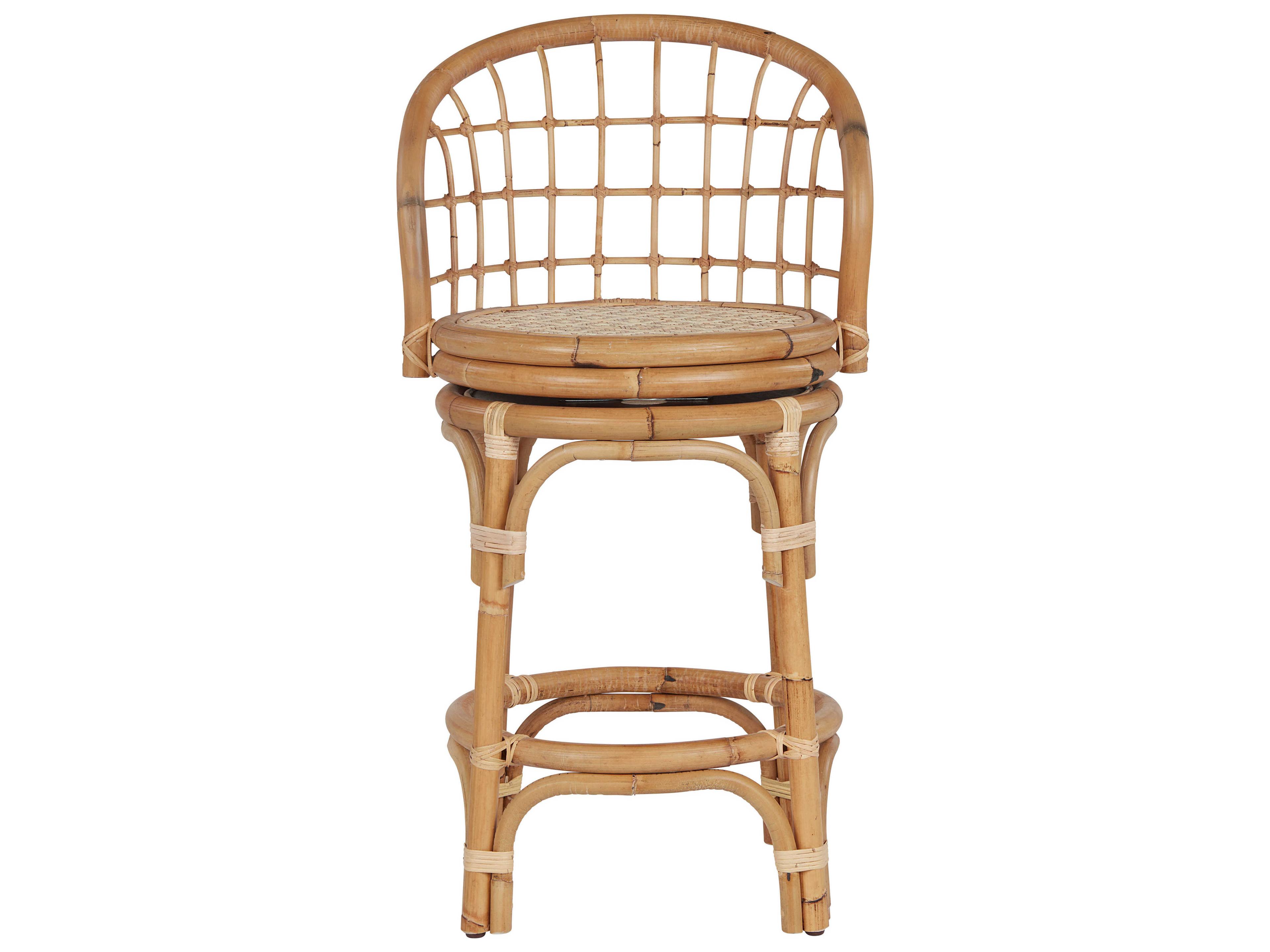 Coastal Living Home Getaway Natural Rattan Swivel Counter Stool