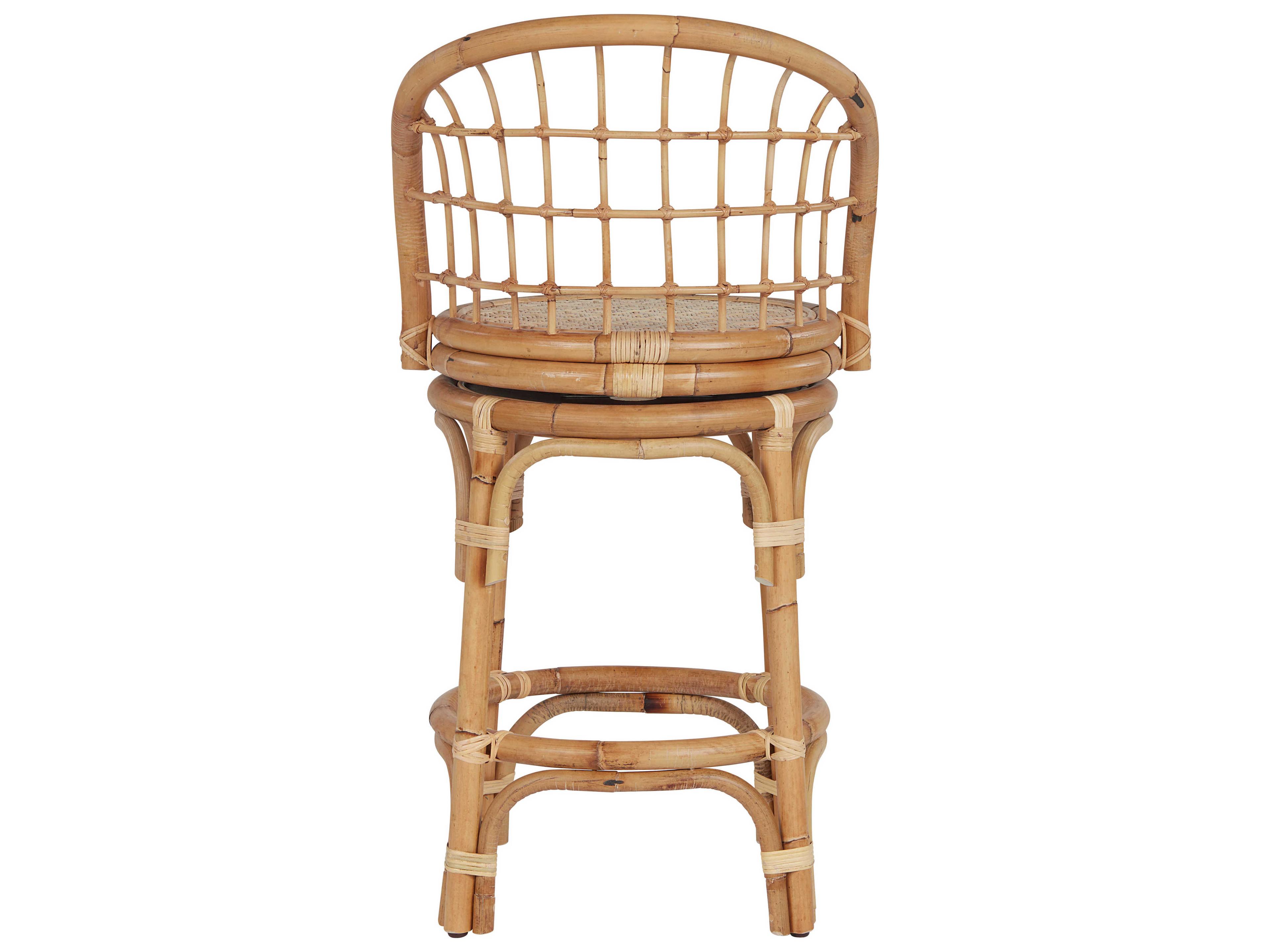Coastal Living Home Getaway Natural Rattan Swivel Counter Stool