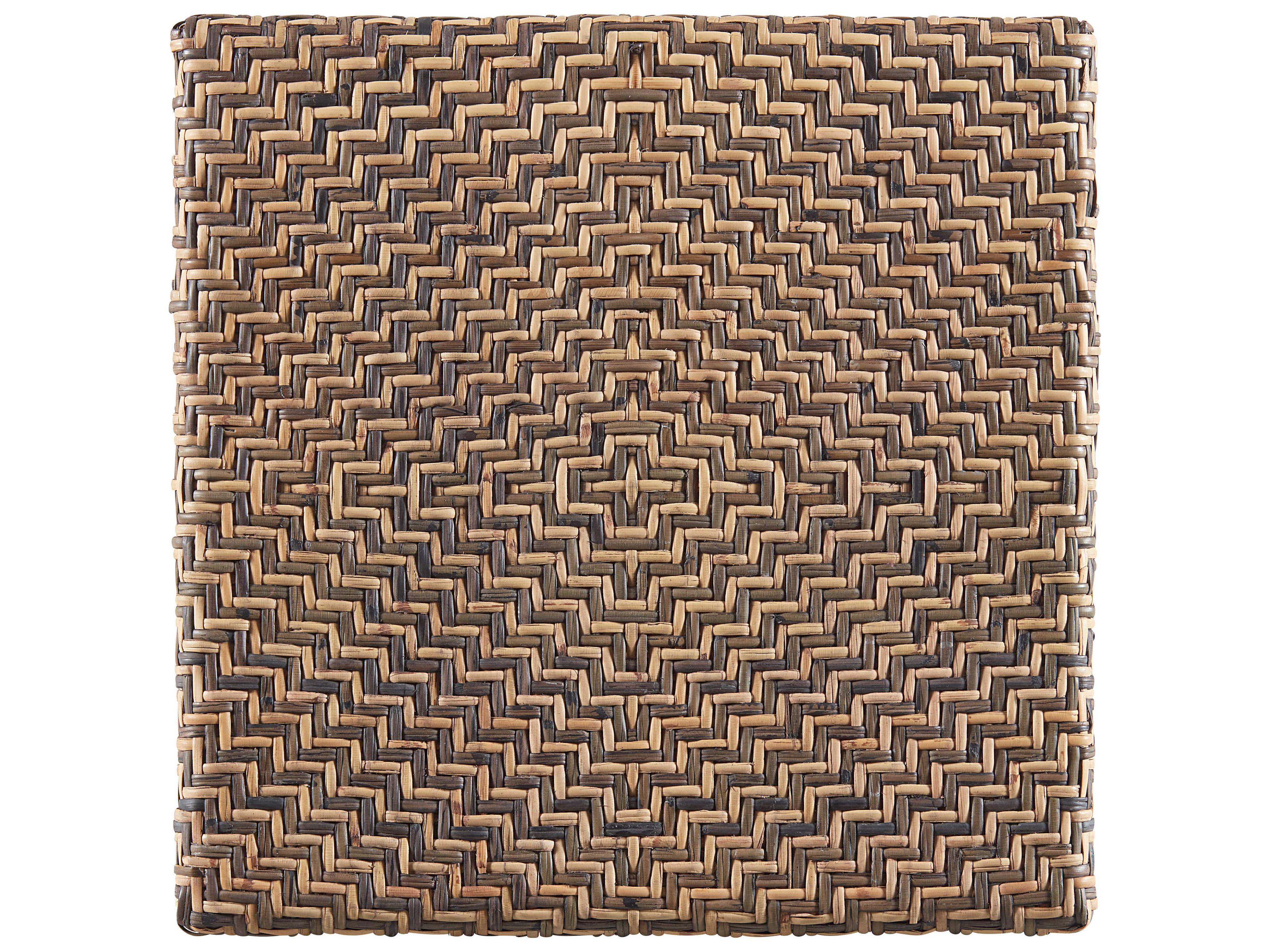 Coastal Living Home Getaway Square Wood Natural Rattan End Table