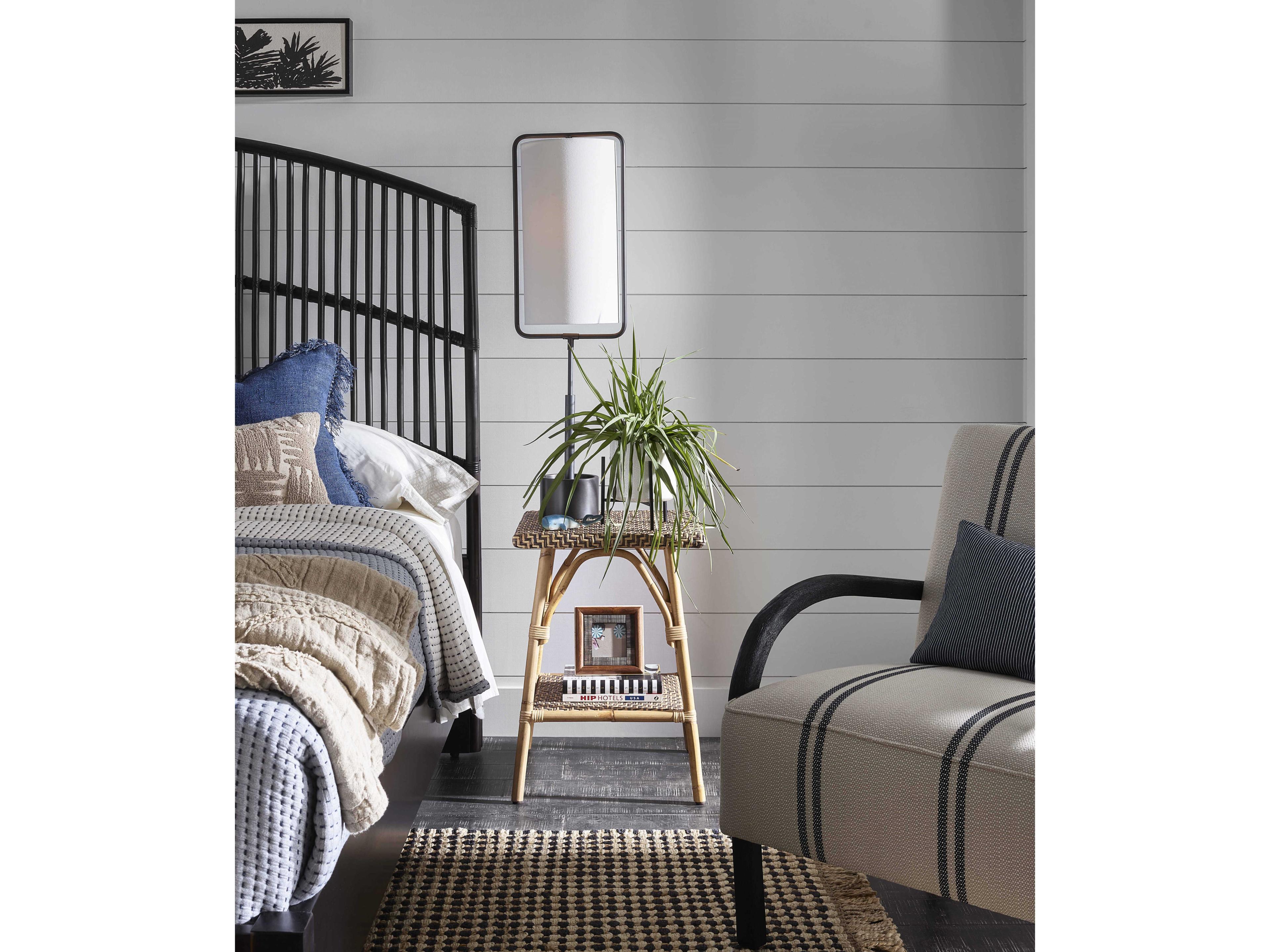 Coastal Living Home Getaway Square Wood Natural Rattan End Table