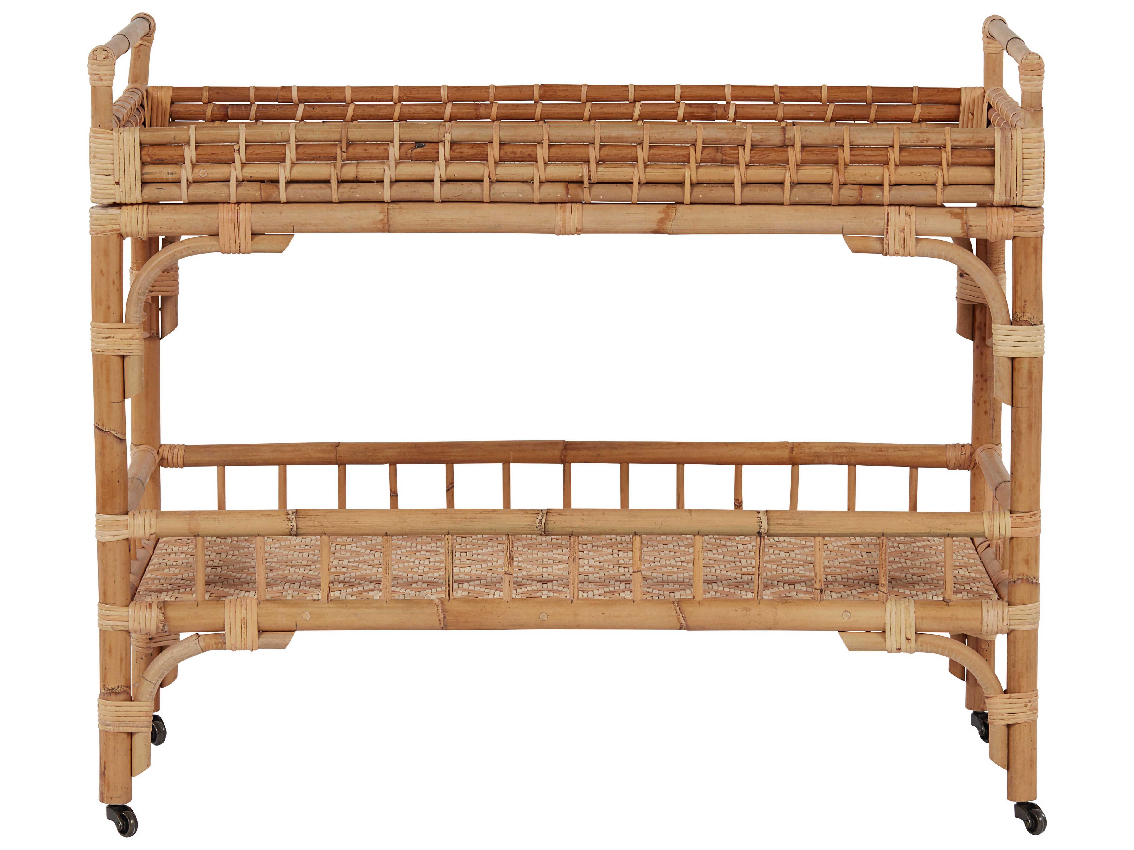 Coastal Living Home Getaway Wood Natural Rattan Bar Cart