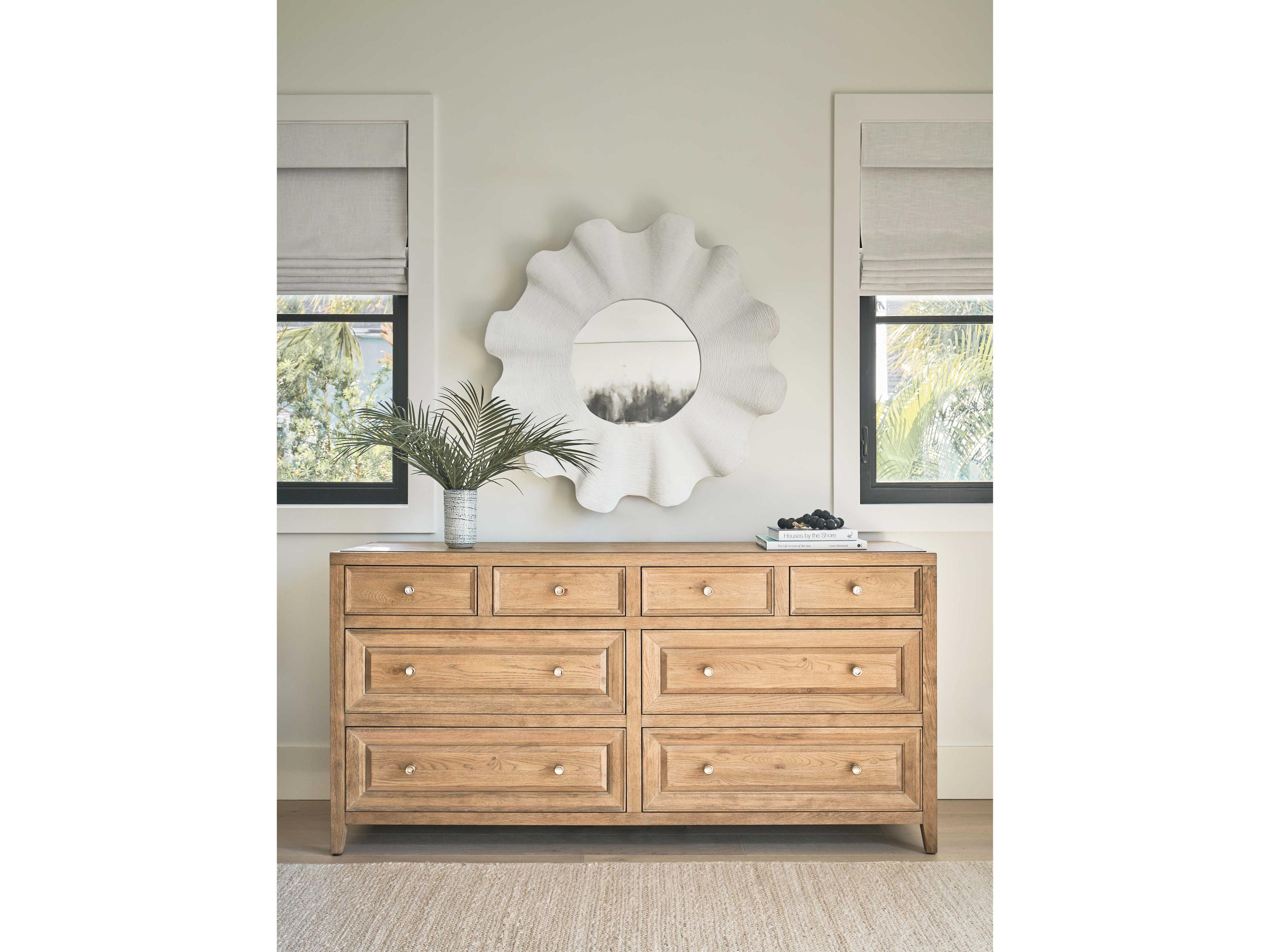 Coastal Living Home Weekender Scallop Round Shell White Wall Mirror