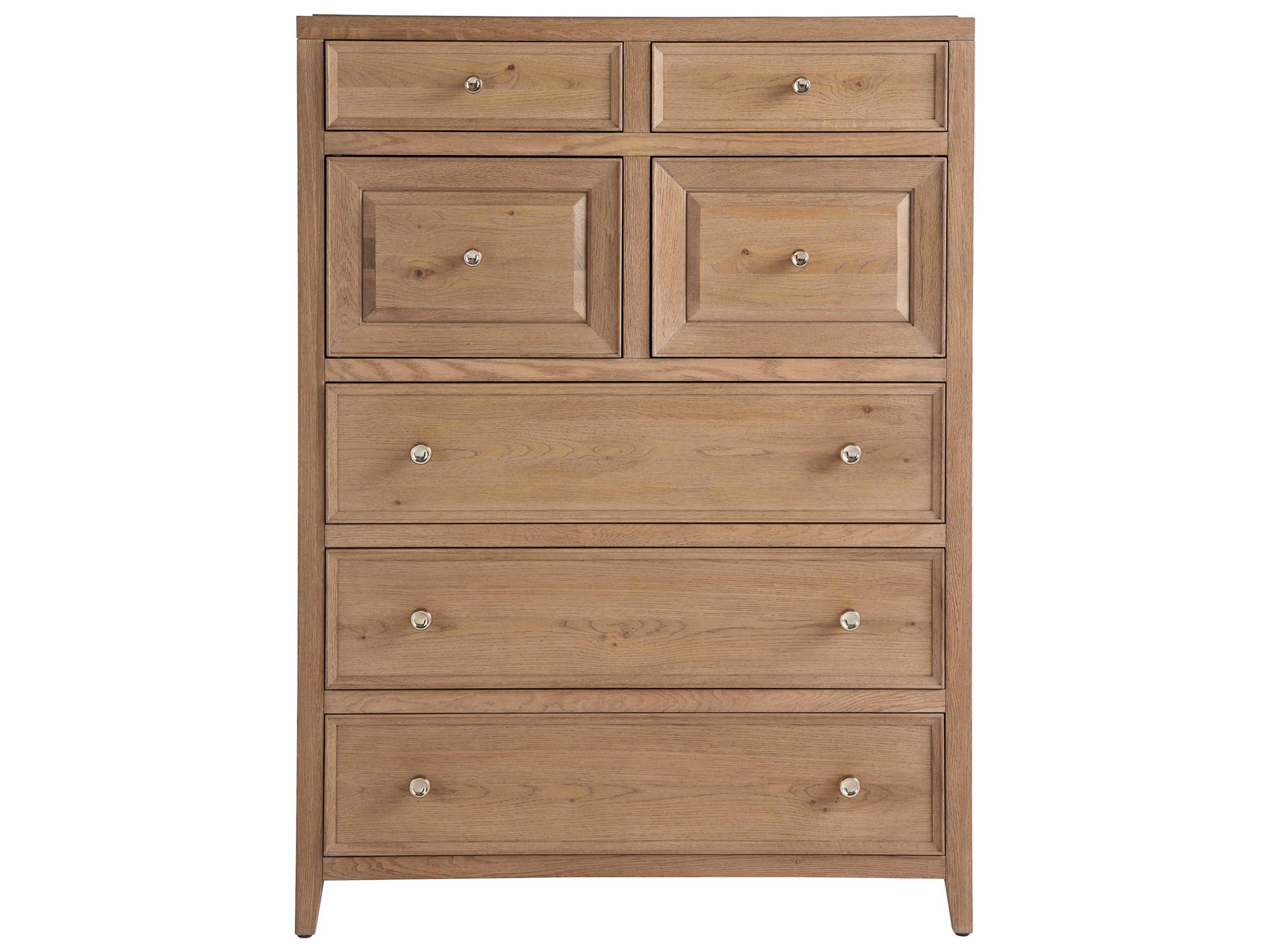 Coastal Living Home Weekender 5-Drawers Sand Dune Brown Oak Wood Accent Chest