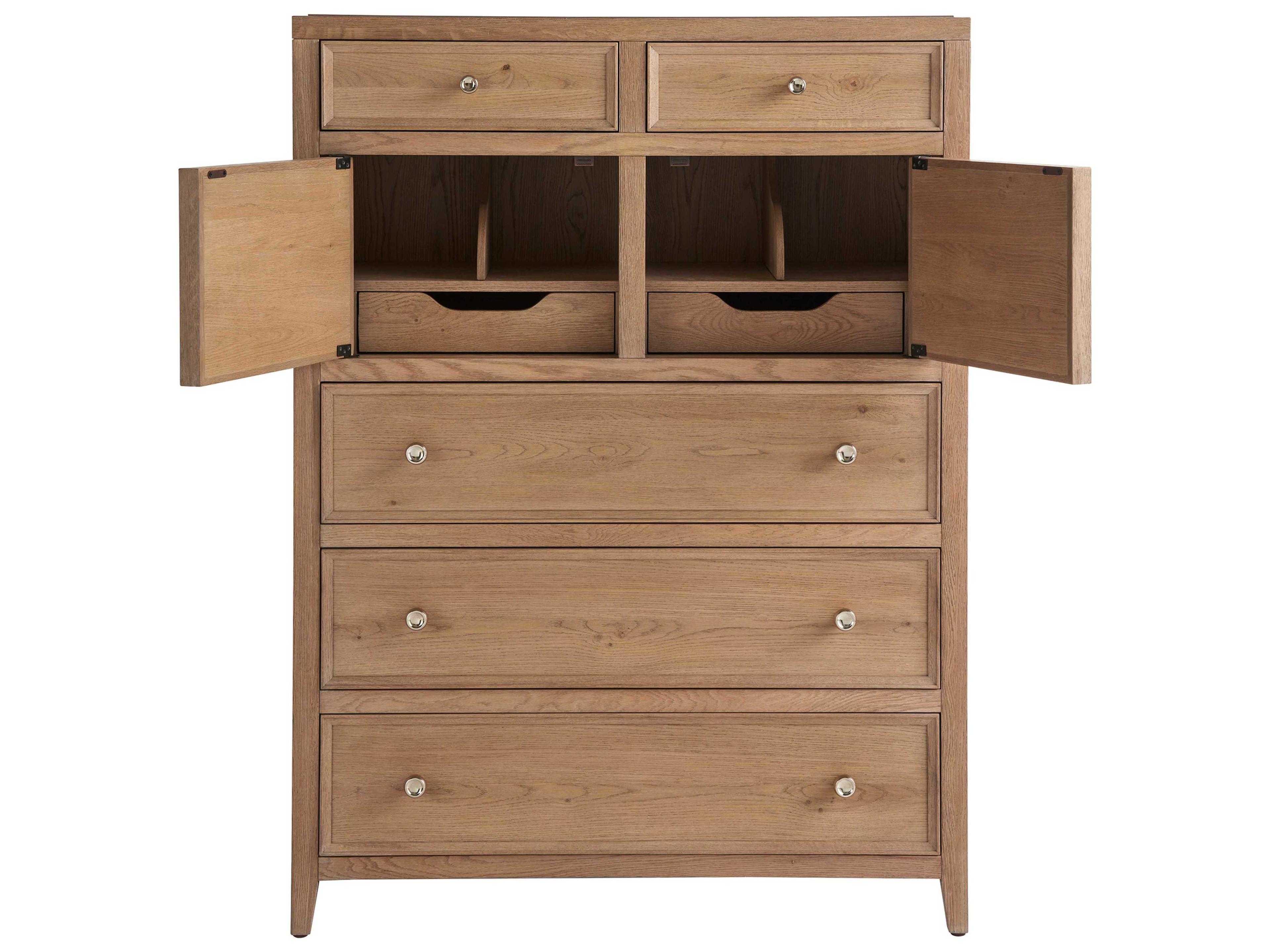 Coastal Living Home Weekender 5-Drawers Sand Dune Brown Oak Wood Accent Chest