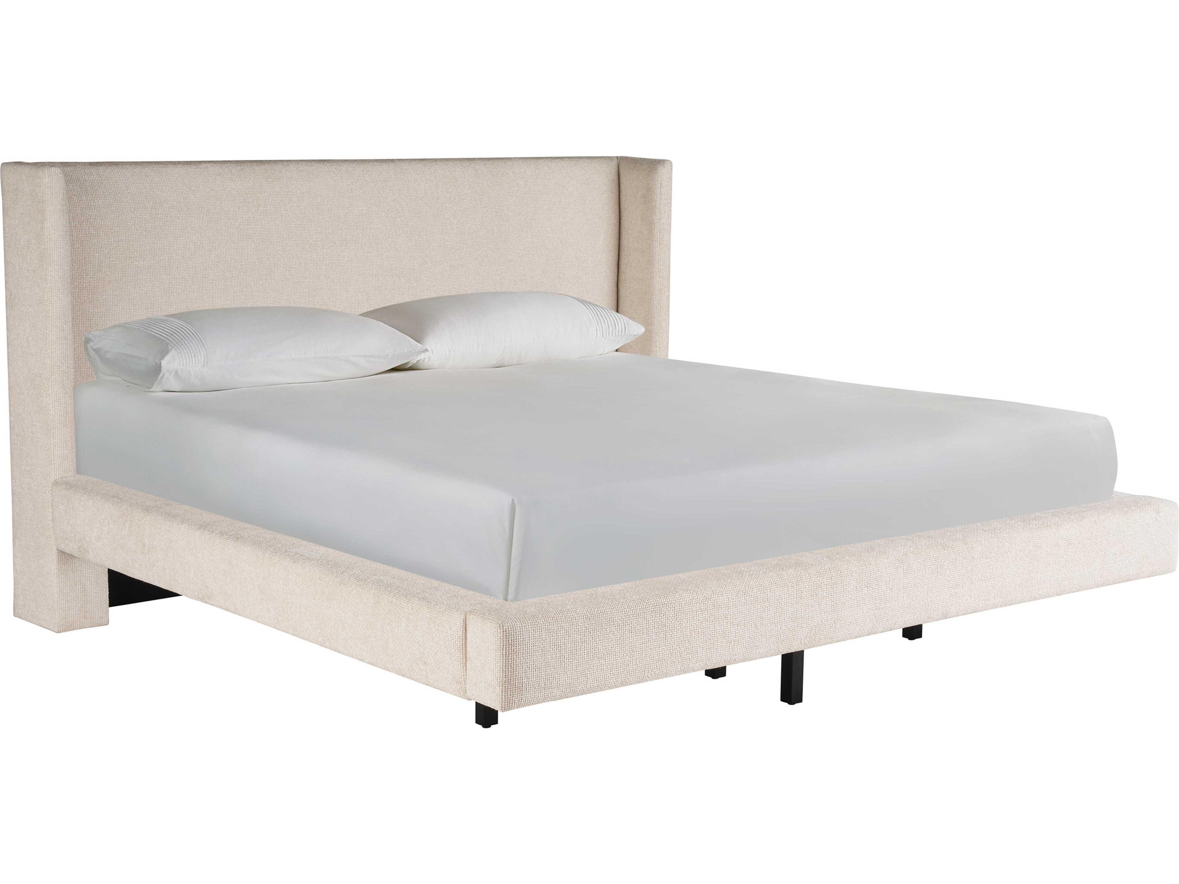 Coastal Living Home Weekender Nona Vanilla White Upholstered King Platform Bed