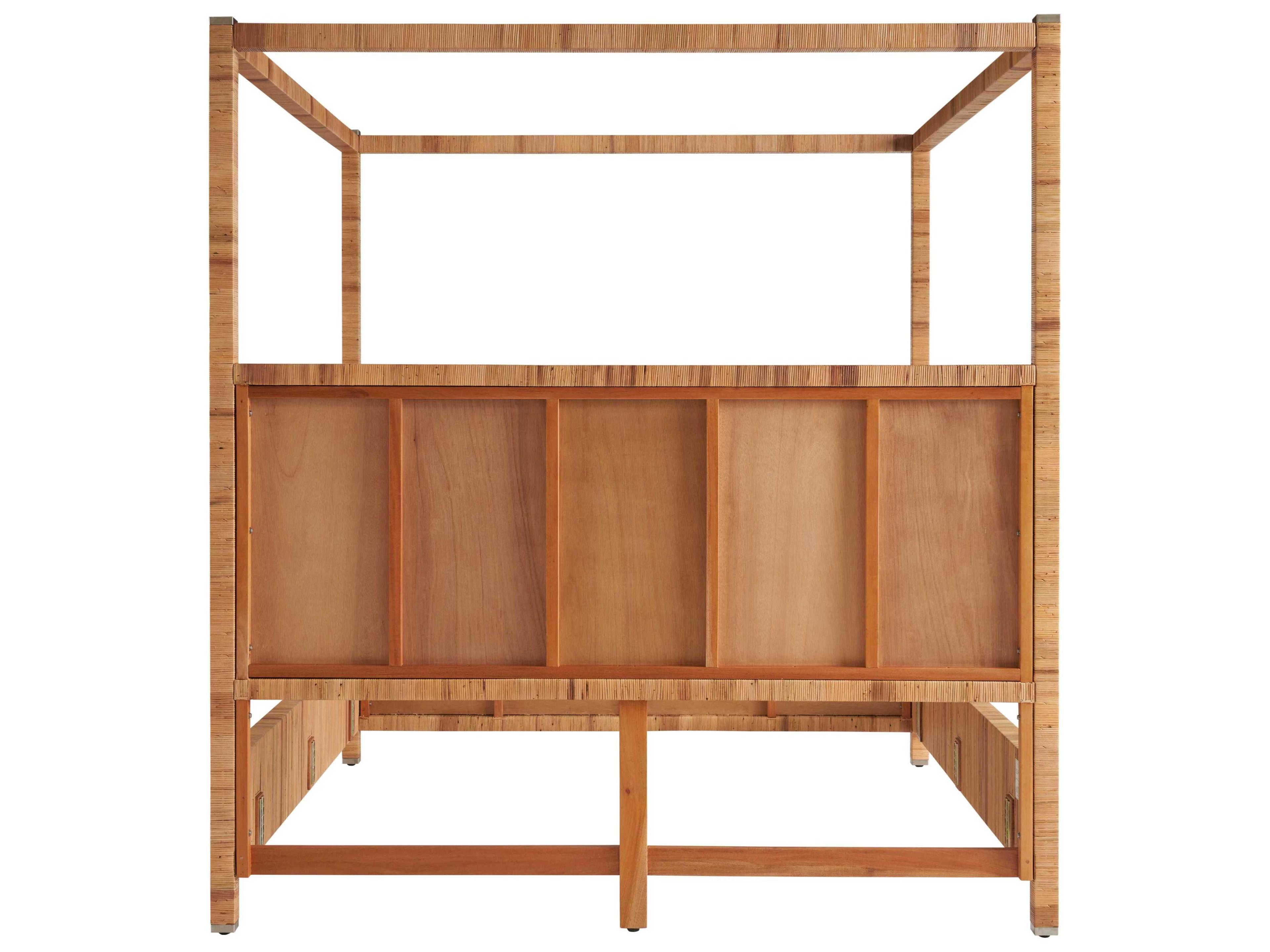 Coastal Living Home Weekender Natural Rattan Brown Wood King Canopy Bed