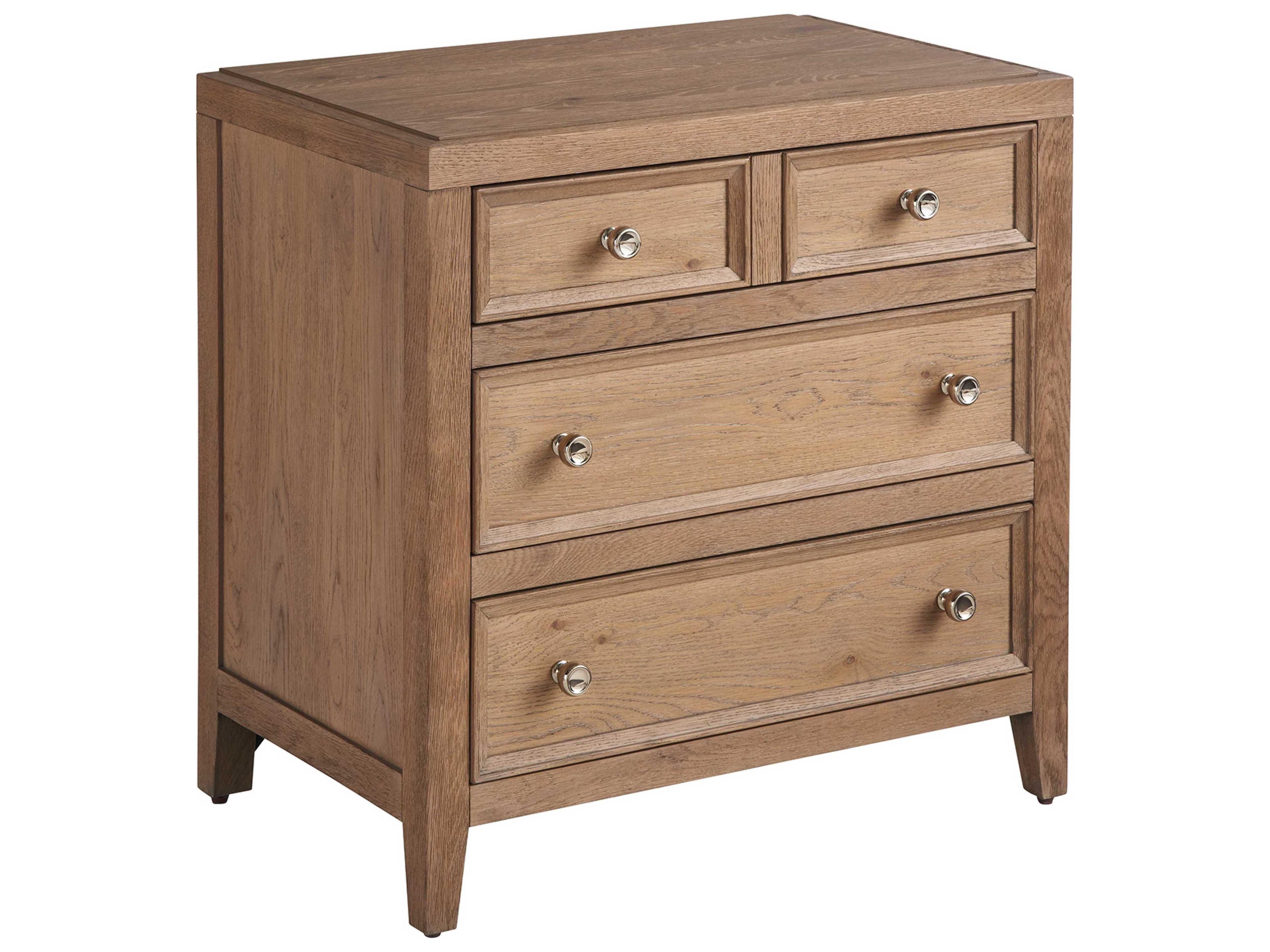 Coastal Living Home Weekender 3-Drawers Brown Oak Wood Nightstand