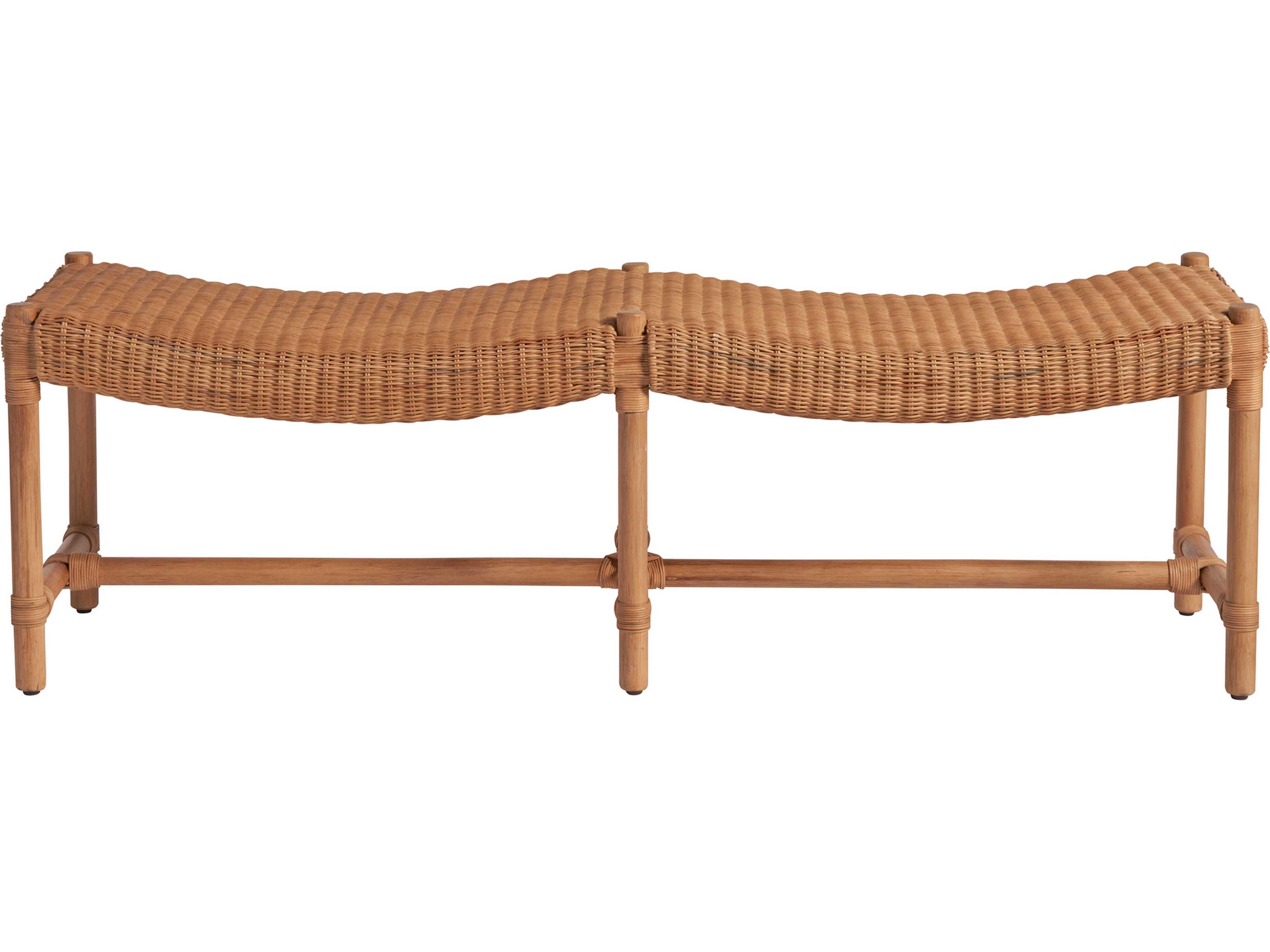 Coastal Living Home Weekender Natural Rattan Brown Accent Bench
