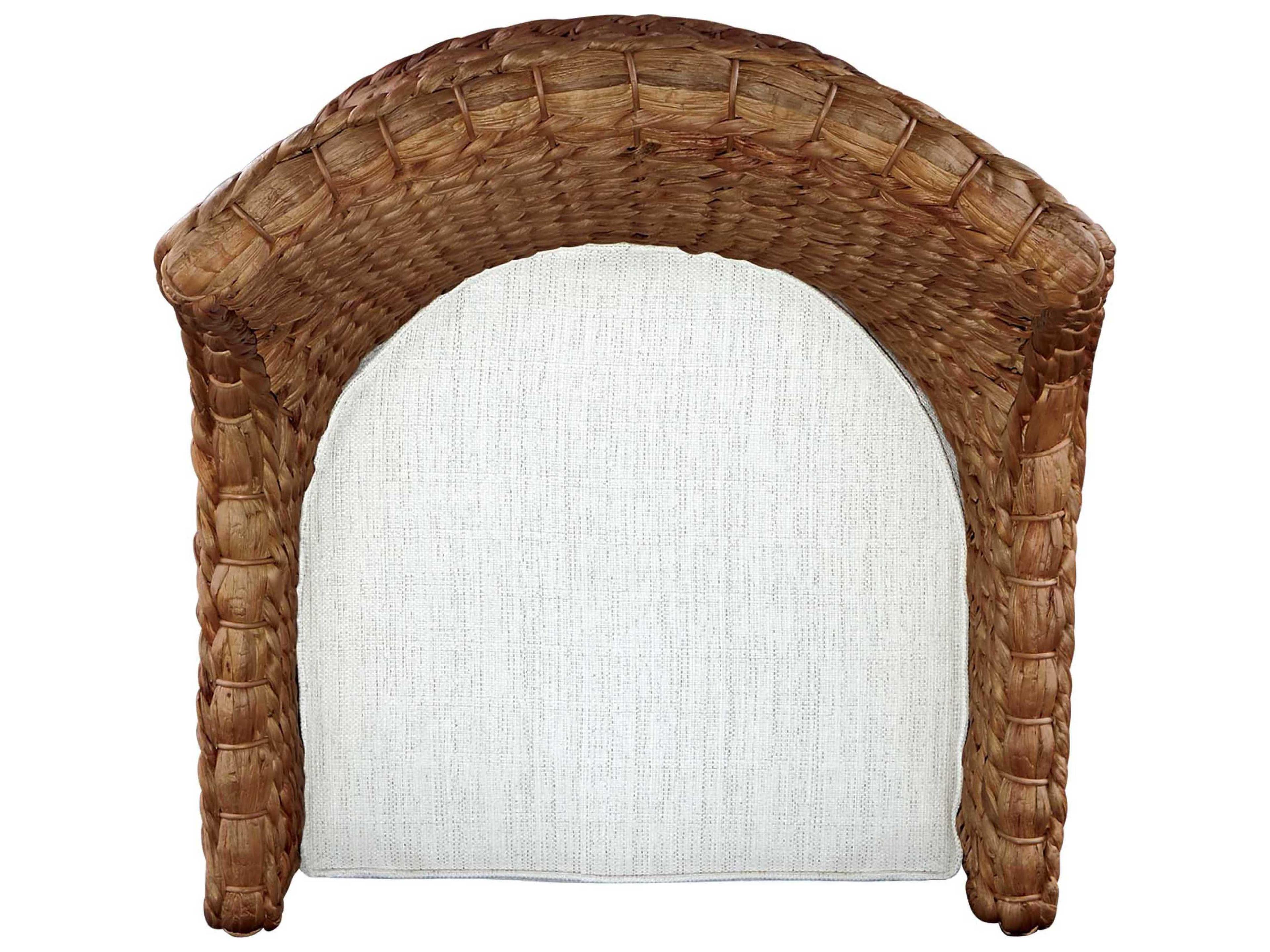 Coastal Living Home Weekender Abaca Wood Natural Upholstered Arm Dining Chair