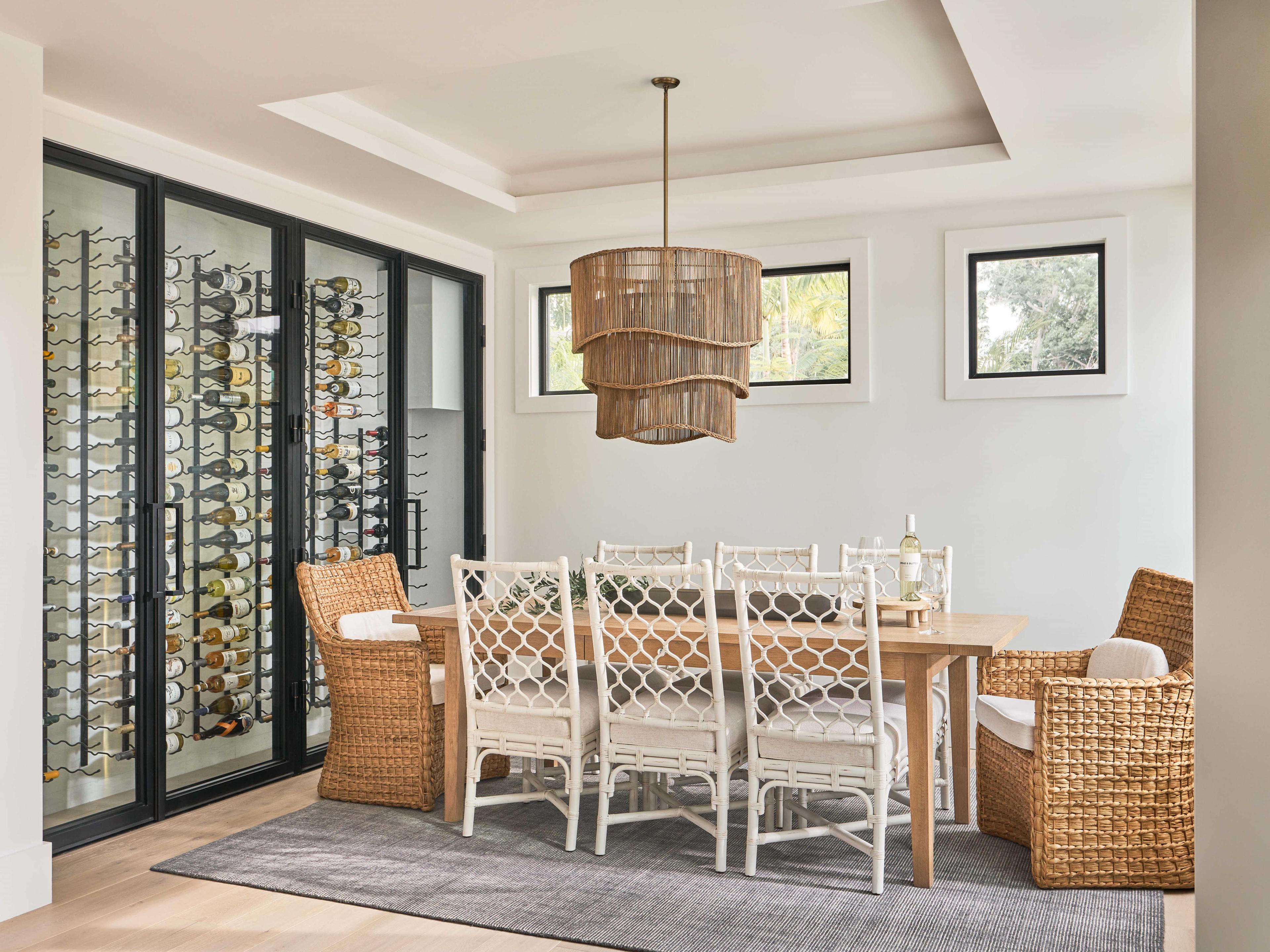 Coastal Living Home Weekender Abaca Wood Natural Upholstered Arm Dining Chair