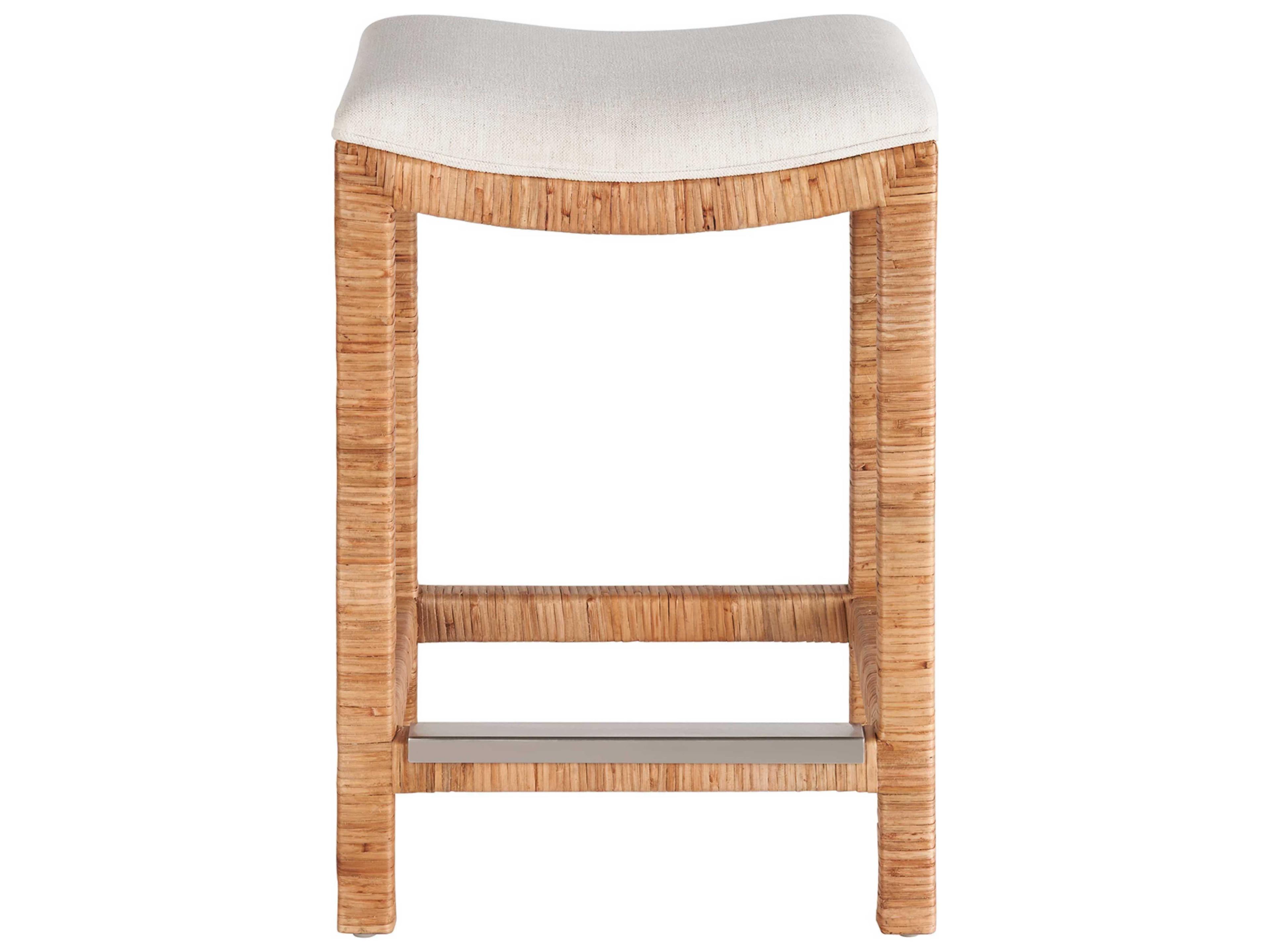 Coastal Living Home Weekender Natural Brown Upholstered Accent Stool