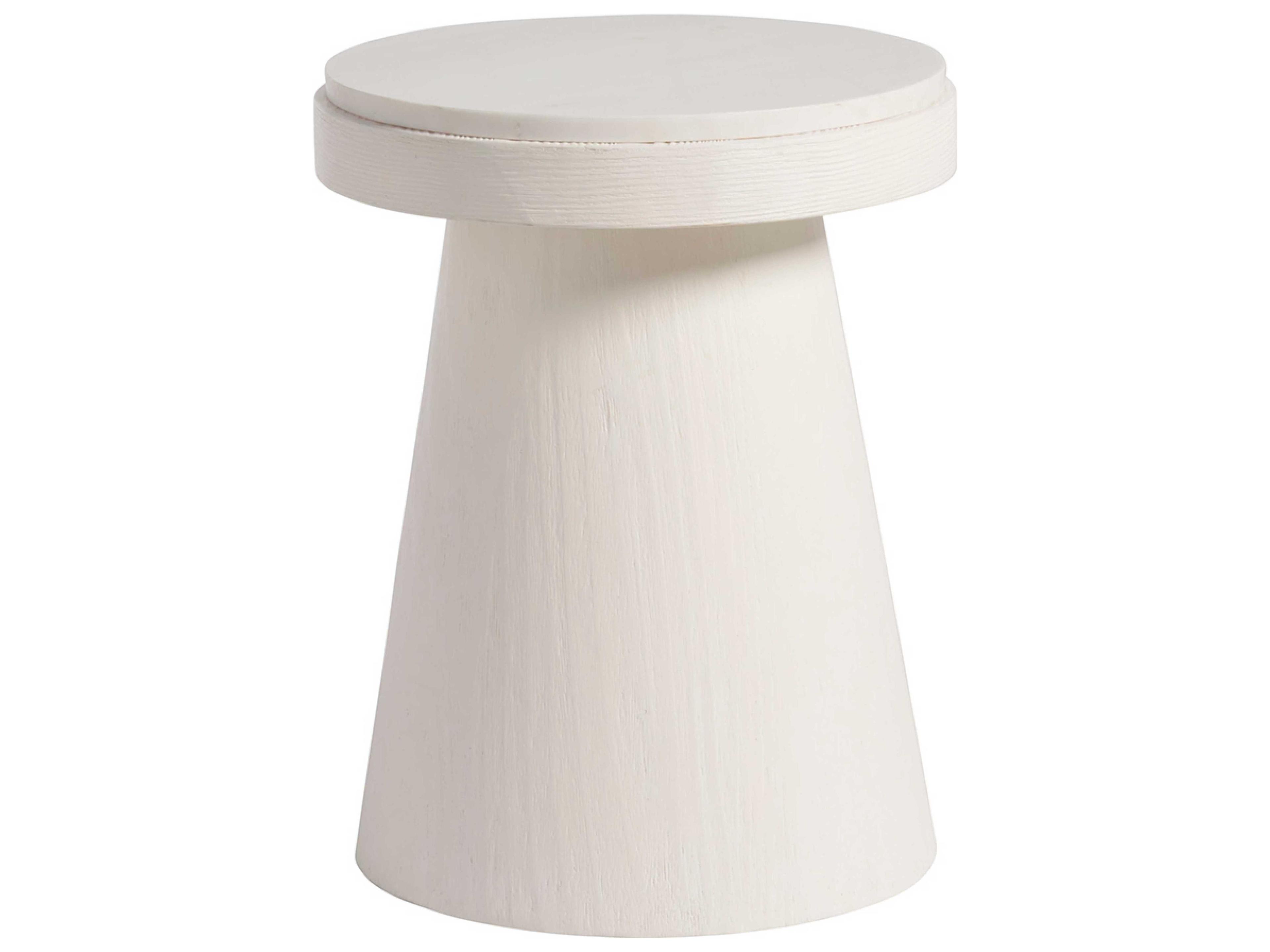 Coastal Living Home Weekender Round Wood White Sand End Table