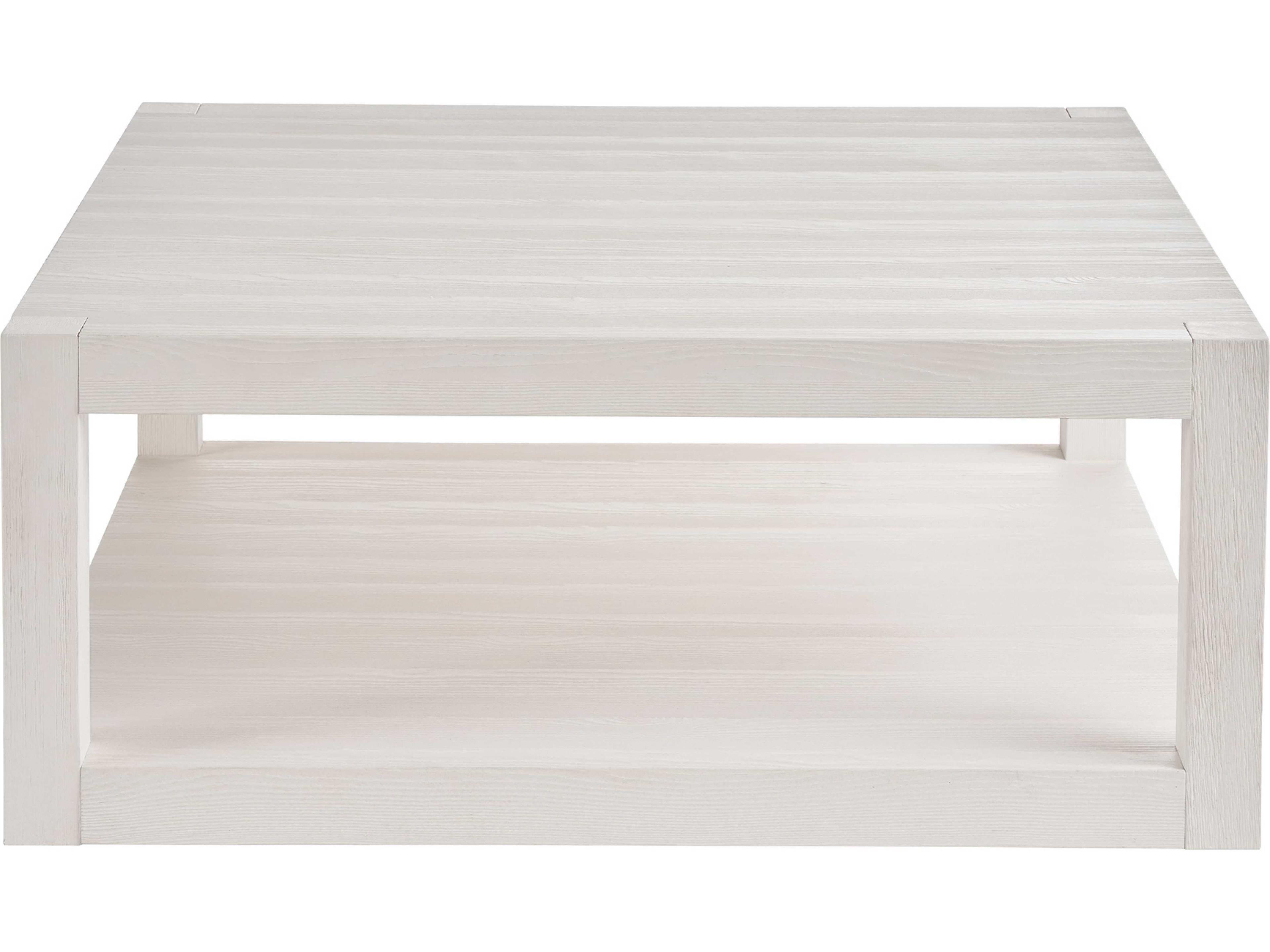 Coastal Living Home Weekender Square Wood White Sand Coffee Table