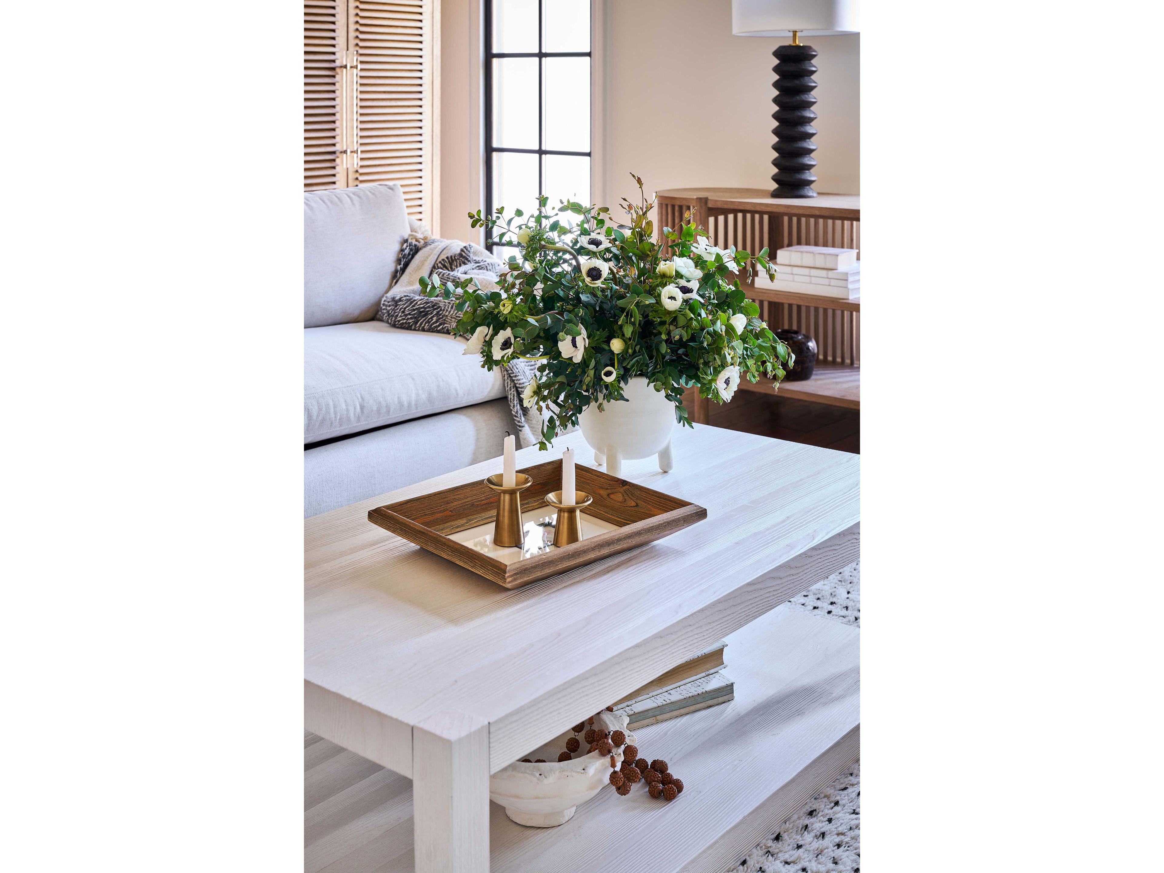 Coastal Living Home Weekender Rectangular Wood White Sand Coffee Table