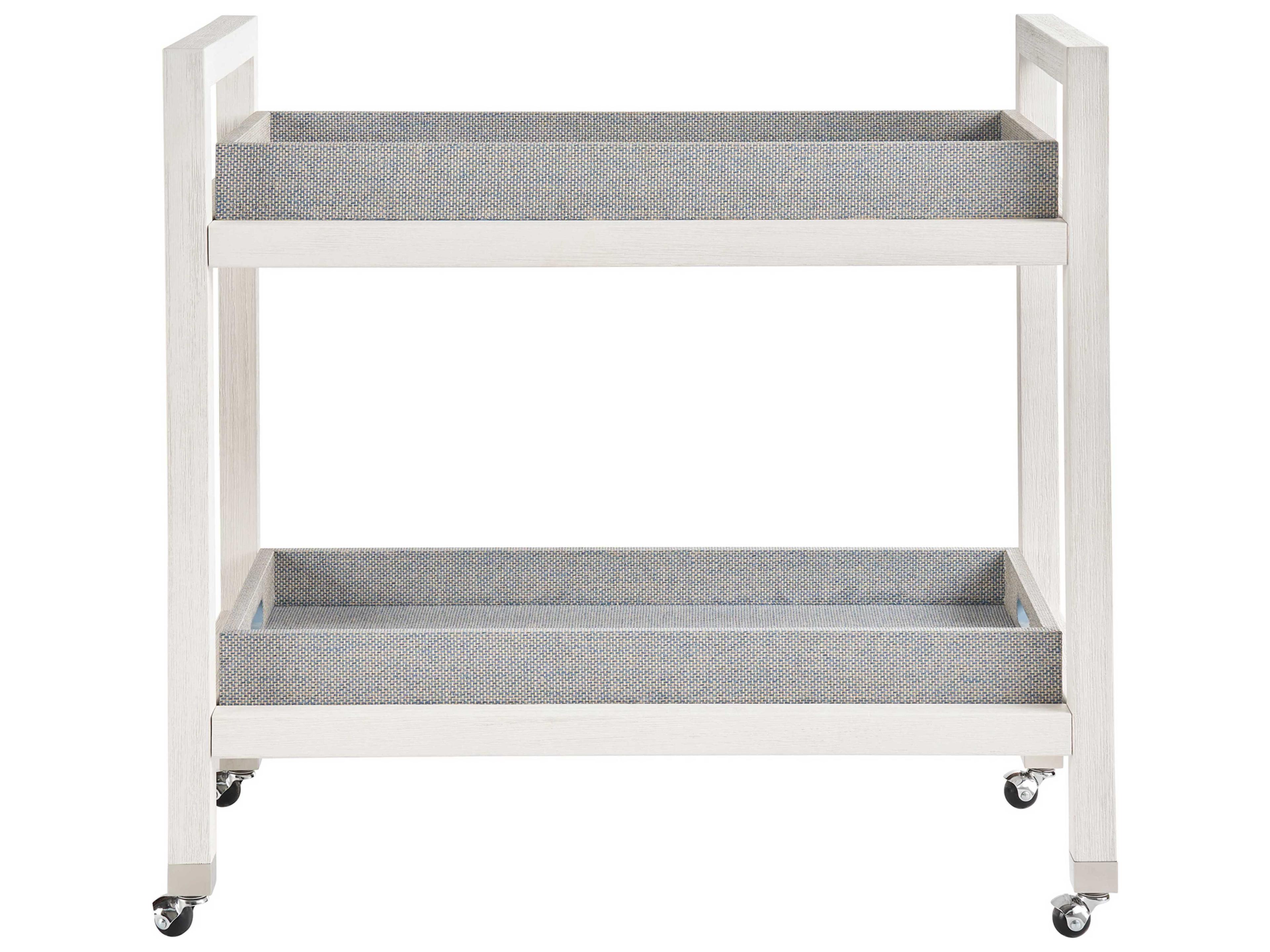 Coastal Living Home Weekender Wood White Sand Blue Seagrass Bar Cart