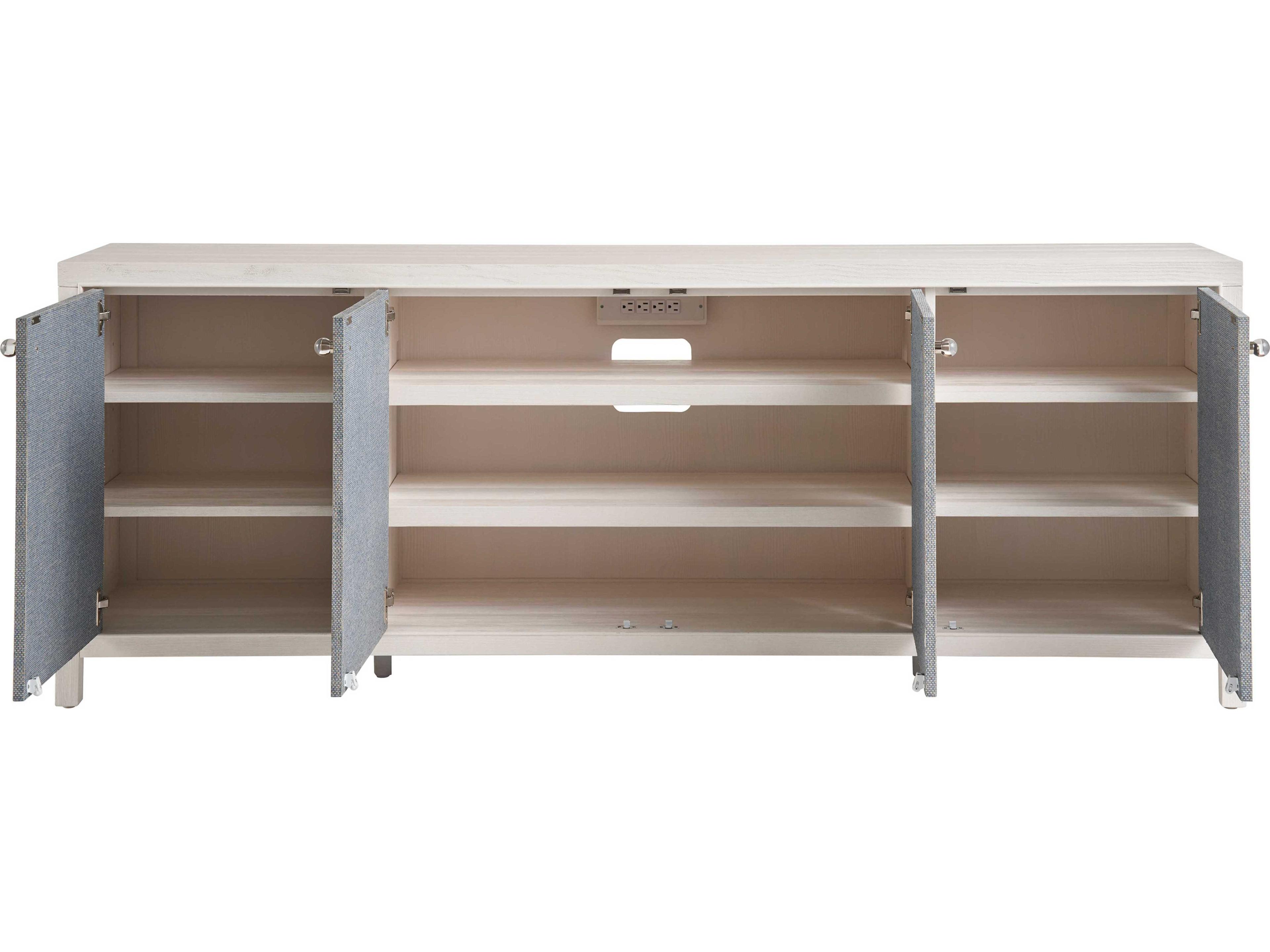 Coastal Living Home Weekender 85" Solid Wood White Sand Blue Seagrass Sideboard