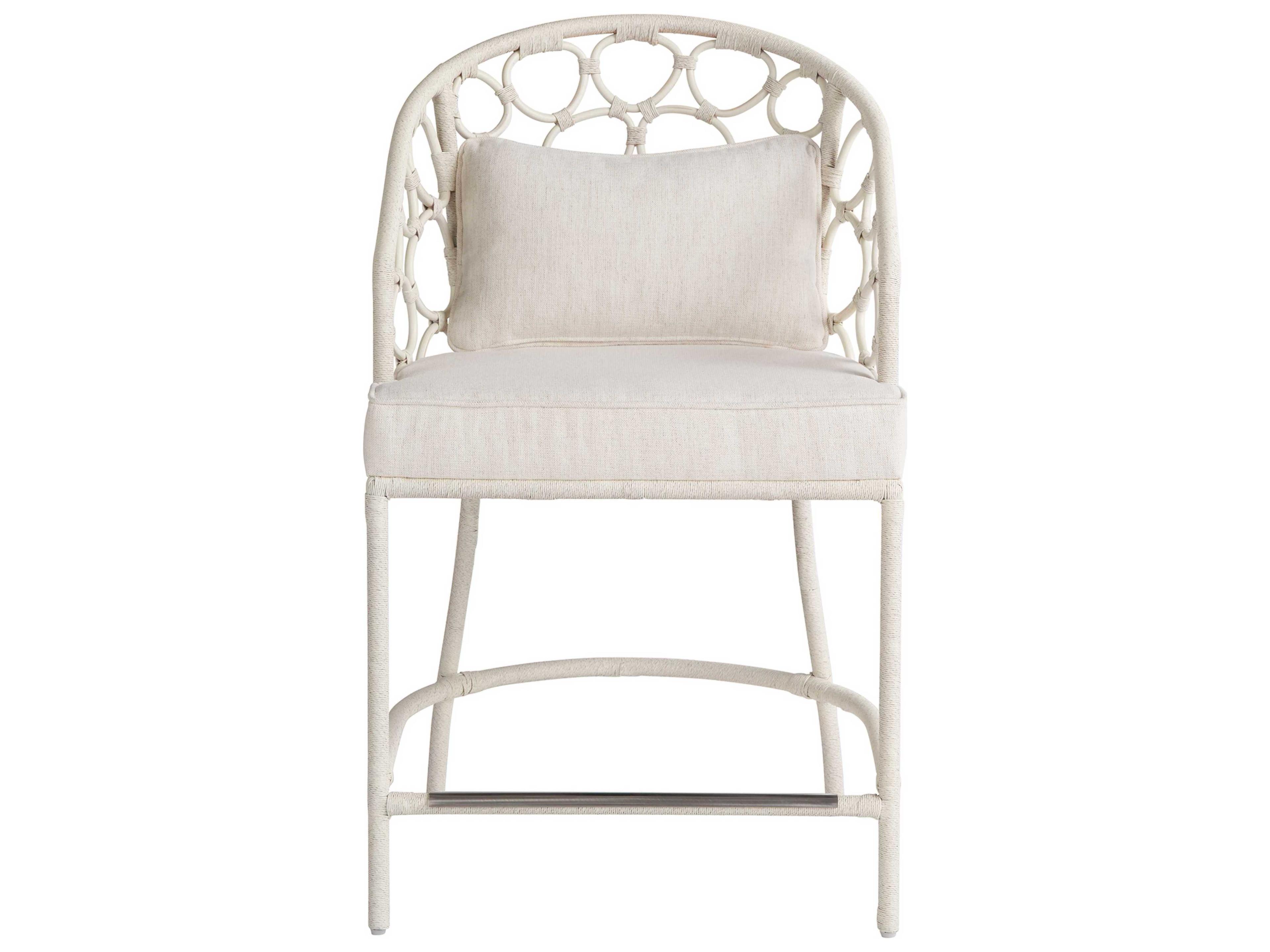 Coastal Living Home Weekender Sea Salt Upholstered Rattan Counter Stool