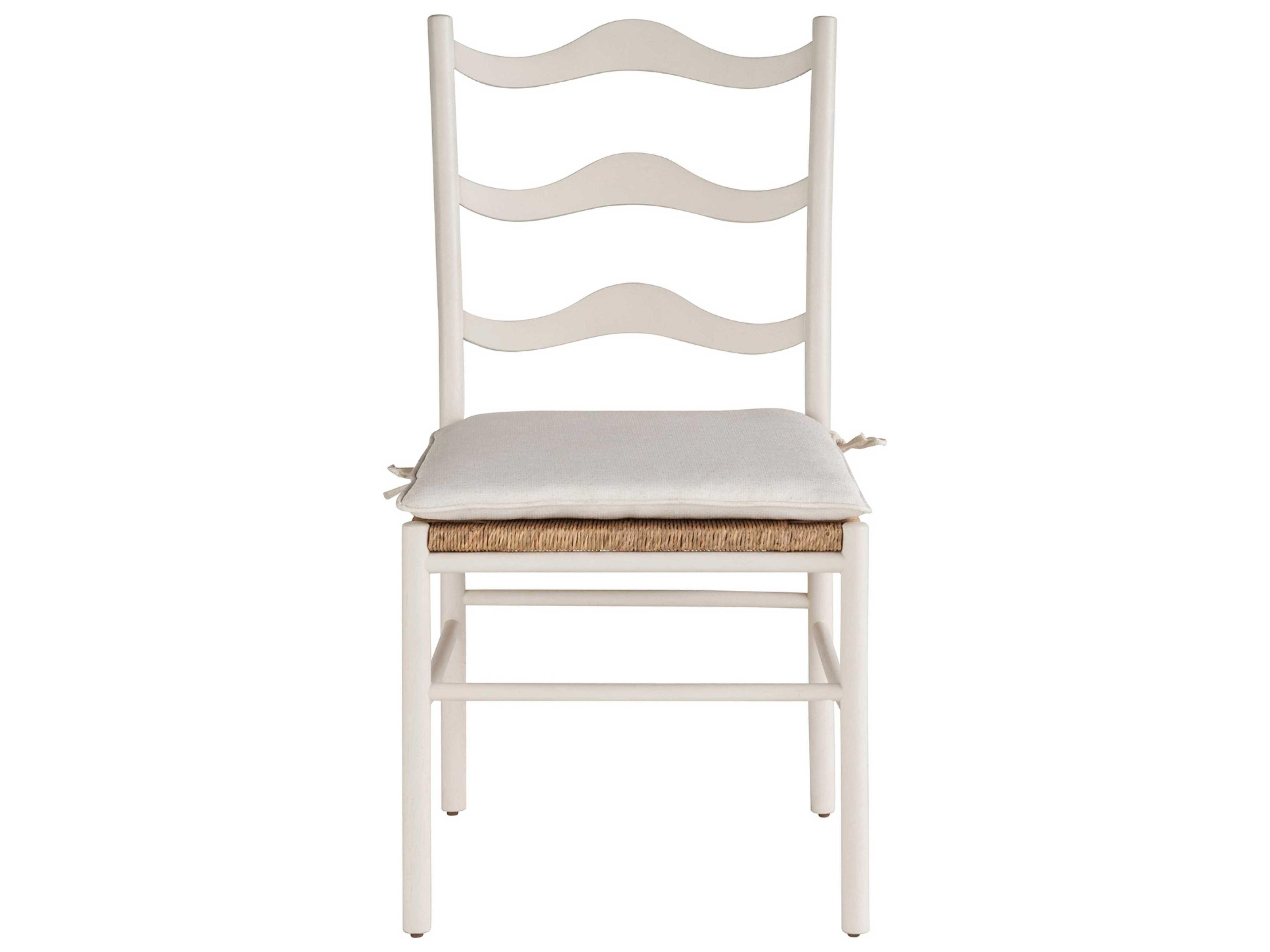 Coastal Living Home Weekender Rattan White Upholstered Side Dining Chair