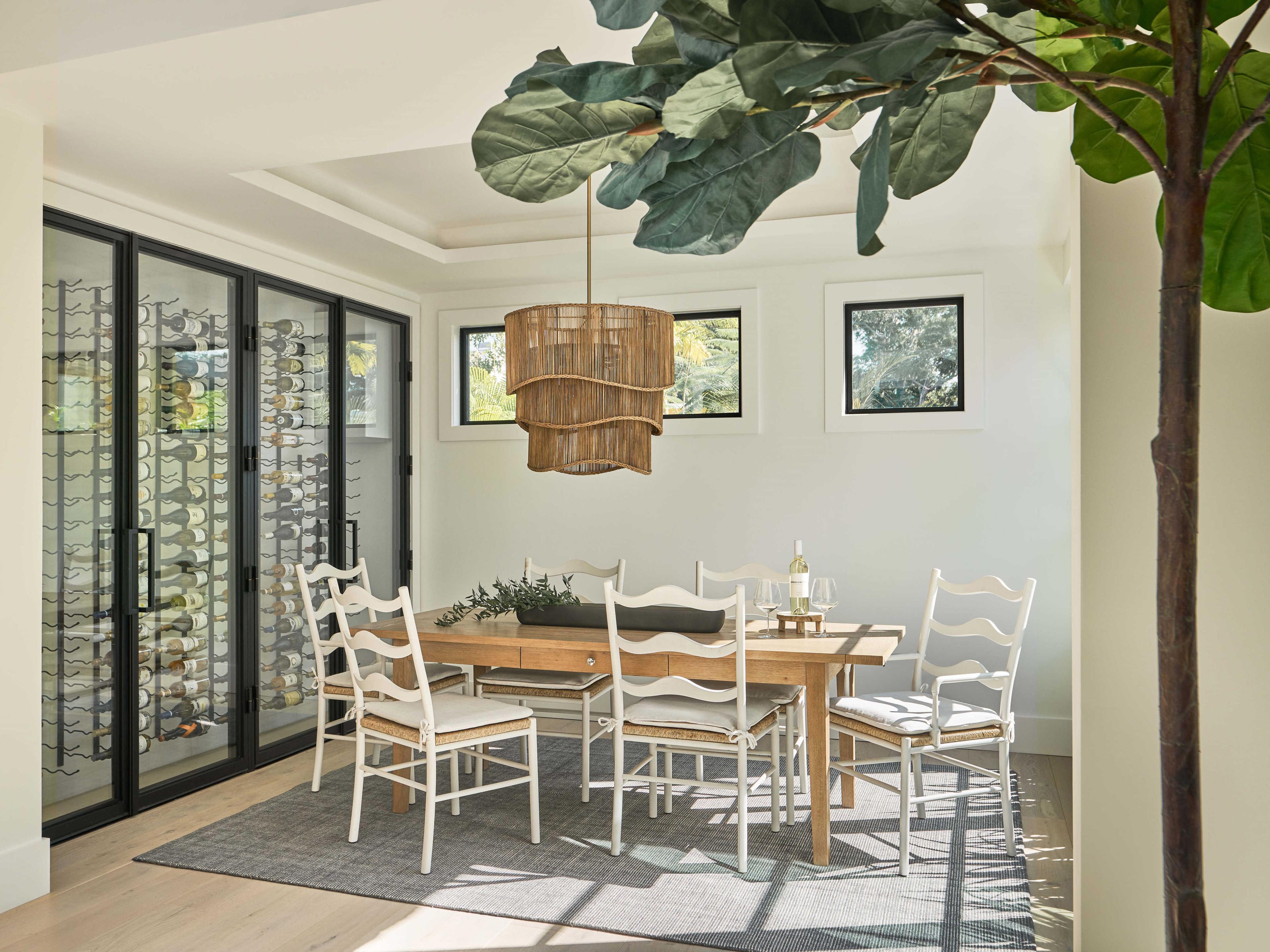 Coastal Living Home Weekender Rattan White Upholstered Side Dining Chair