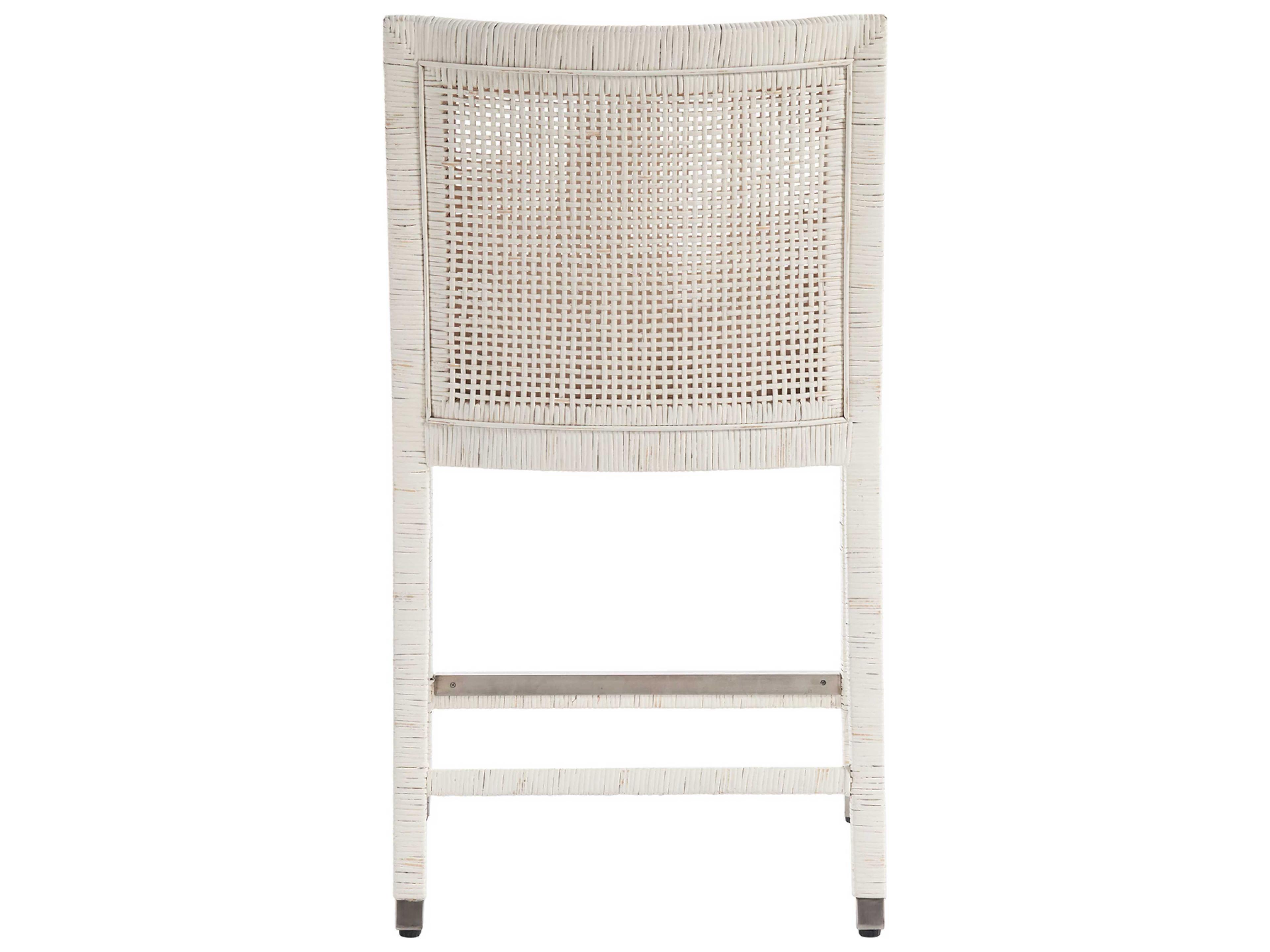 Coastal Living Home Weekender White Rattan Upholstered Counter Stool