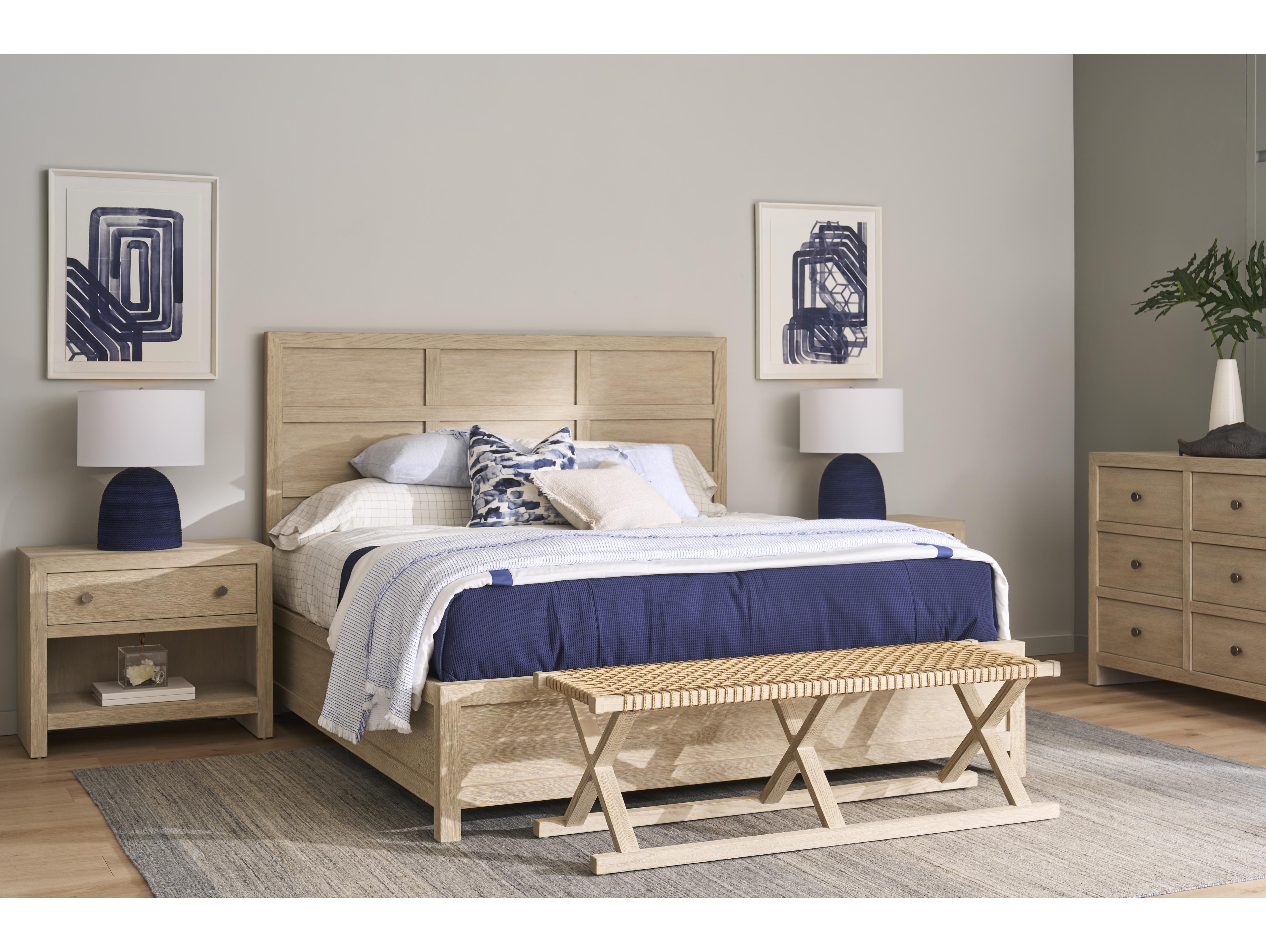 Coastal Living Home Oasis Natural Oak Wood Queen Panel Bed