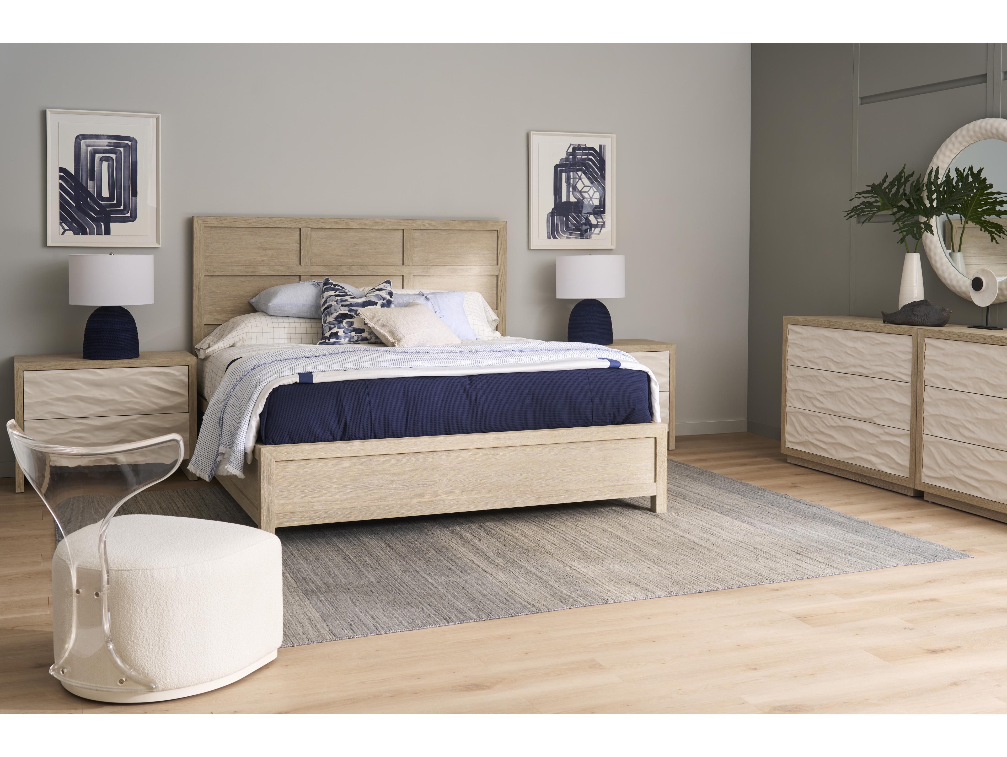 Coastal Living Home Oasis Natural Oak Wood King Panel Bed
