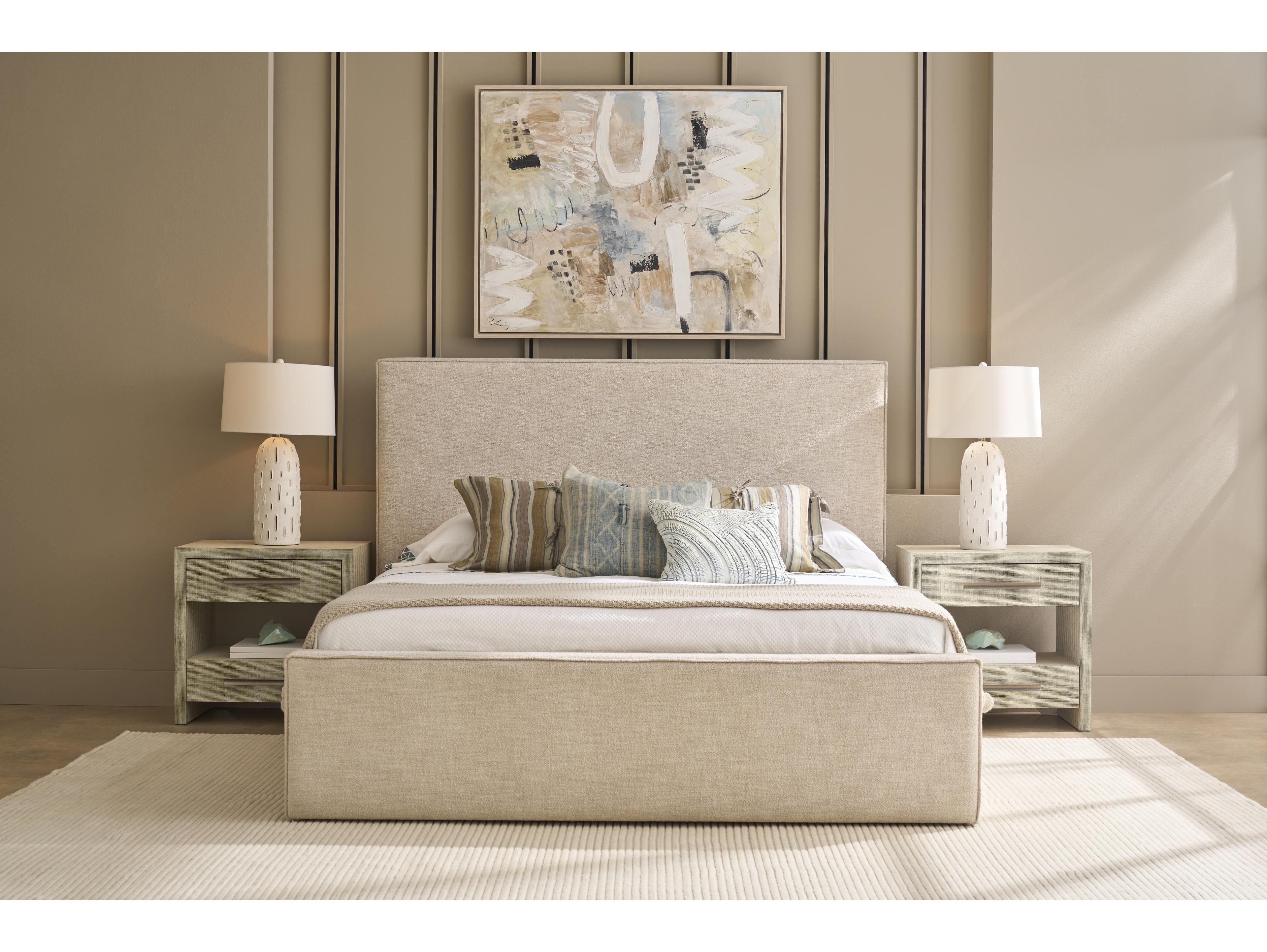 Coastal Living Home Oasis Natural Oak White Upholstered King Platform Bed
