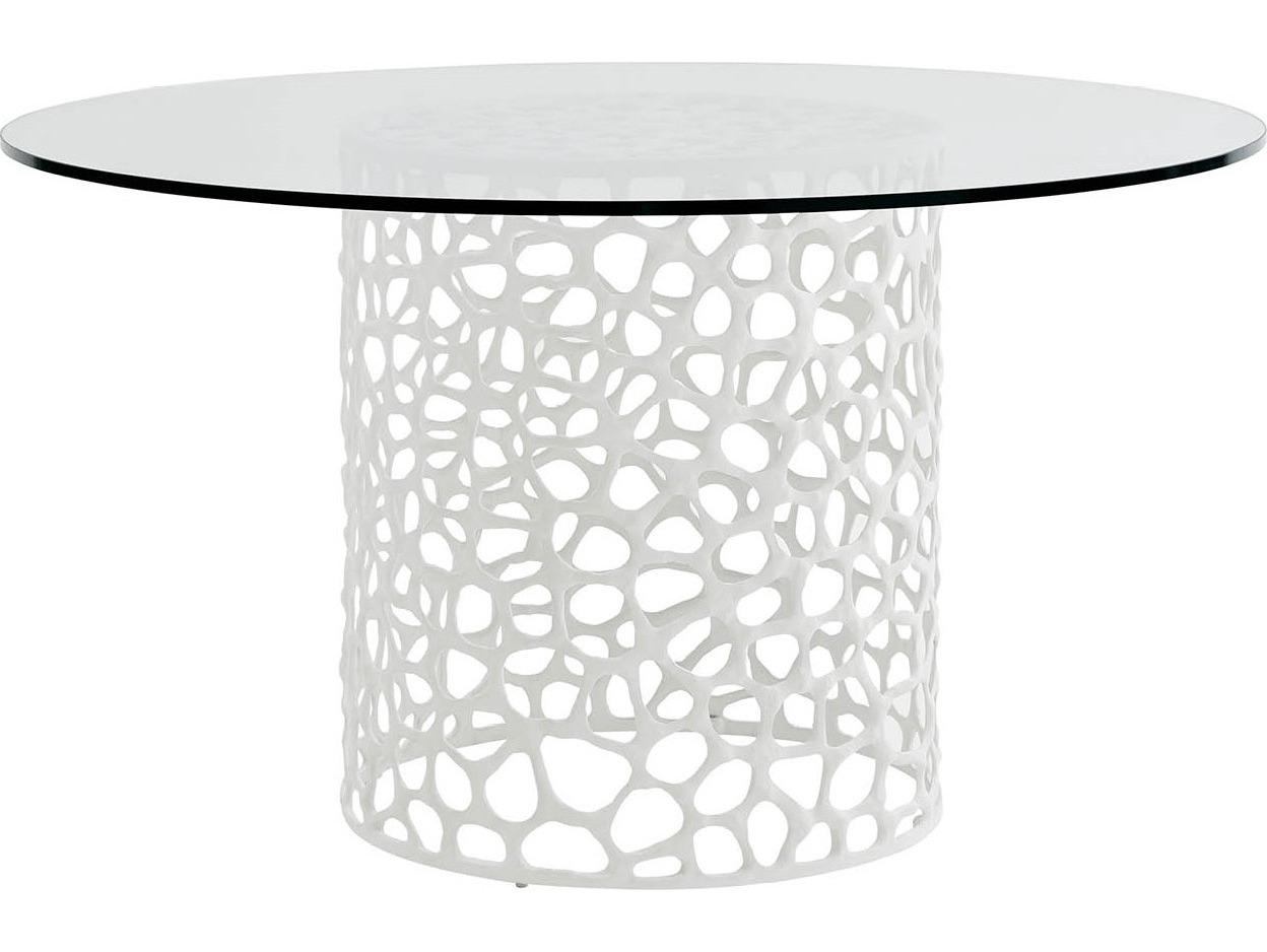 Coastal Living Home Oasis Round Glass White Dining Table