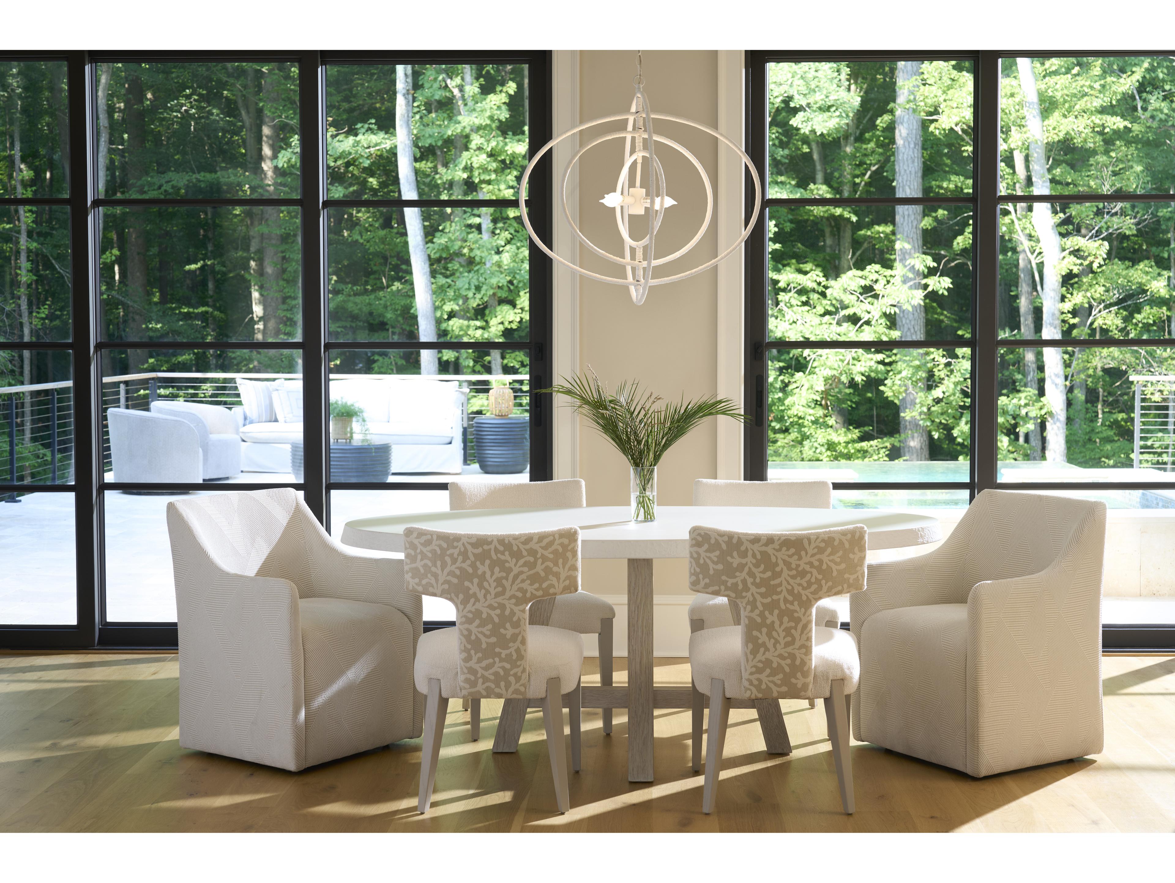 Coastal Living Home Oasis Oval Wood Natural Oak Dining Table