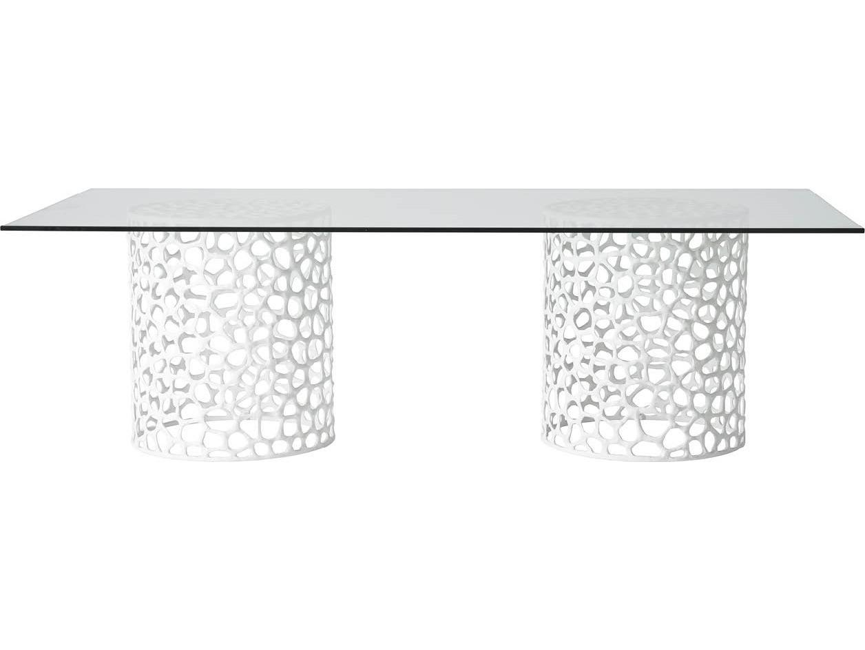Coastal Living Home Oasis Rectangular Glass White Dining Table
