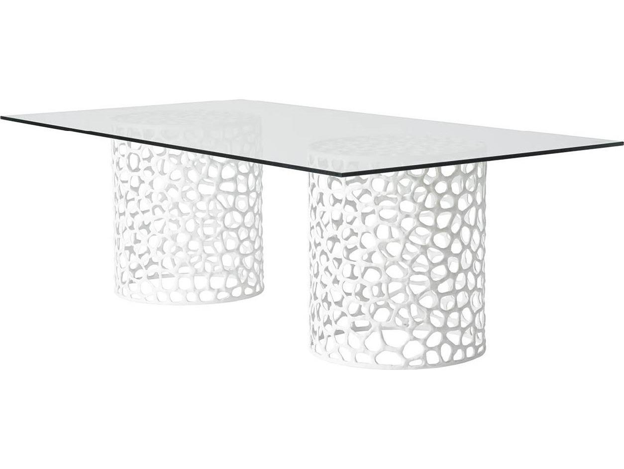Coastal Living Home Oasis Rectangular Glass White Dining Table