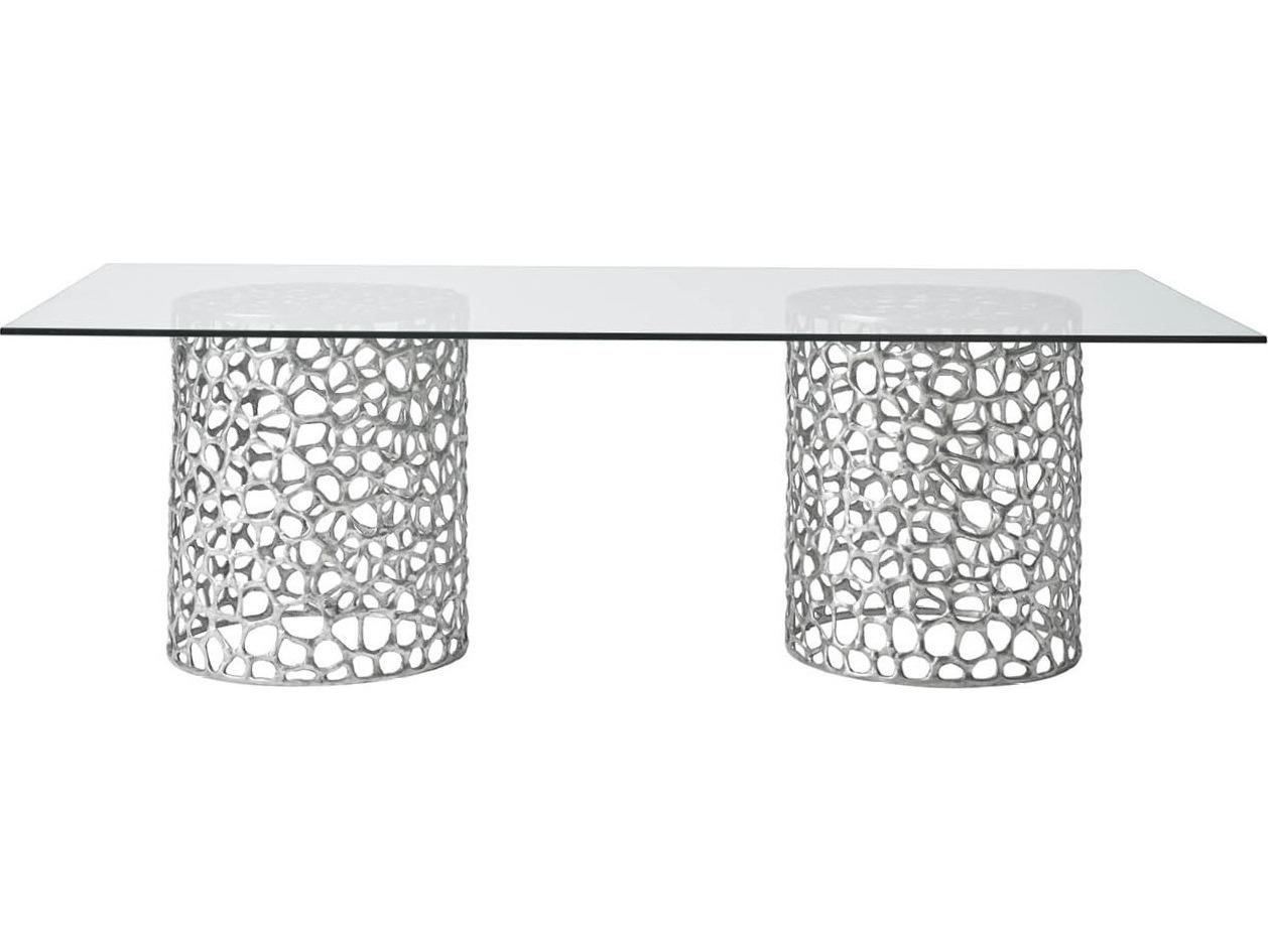 Coastal Living Home Oasis Rectangular Glass Antique Nickel Dining Table
