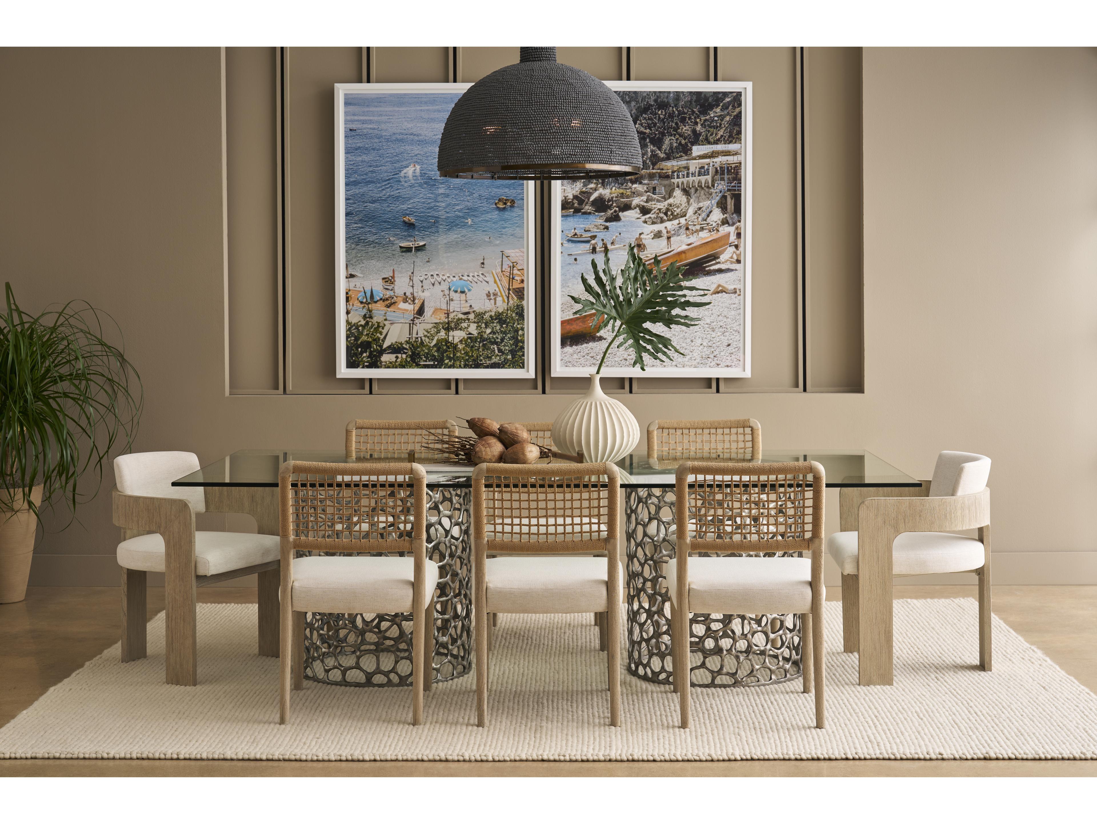 Coastal Living Home Oasis Rectangular Glass Antique Nickel Dining Table