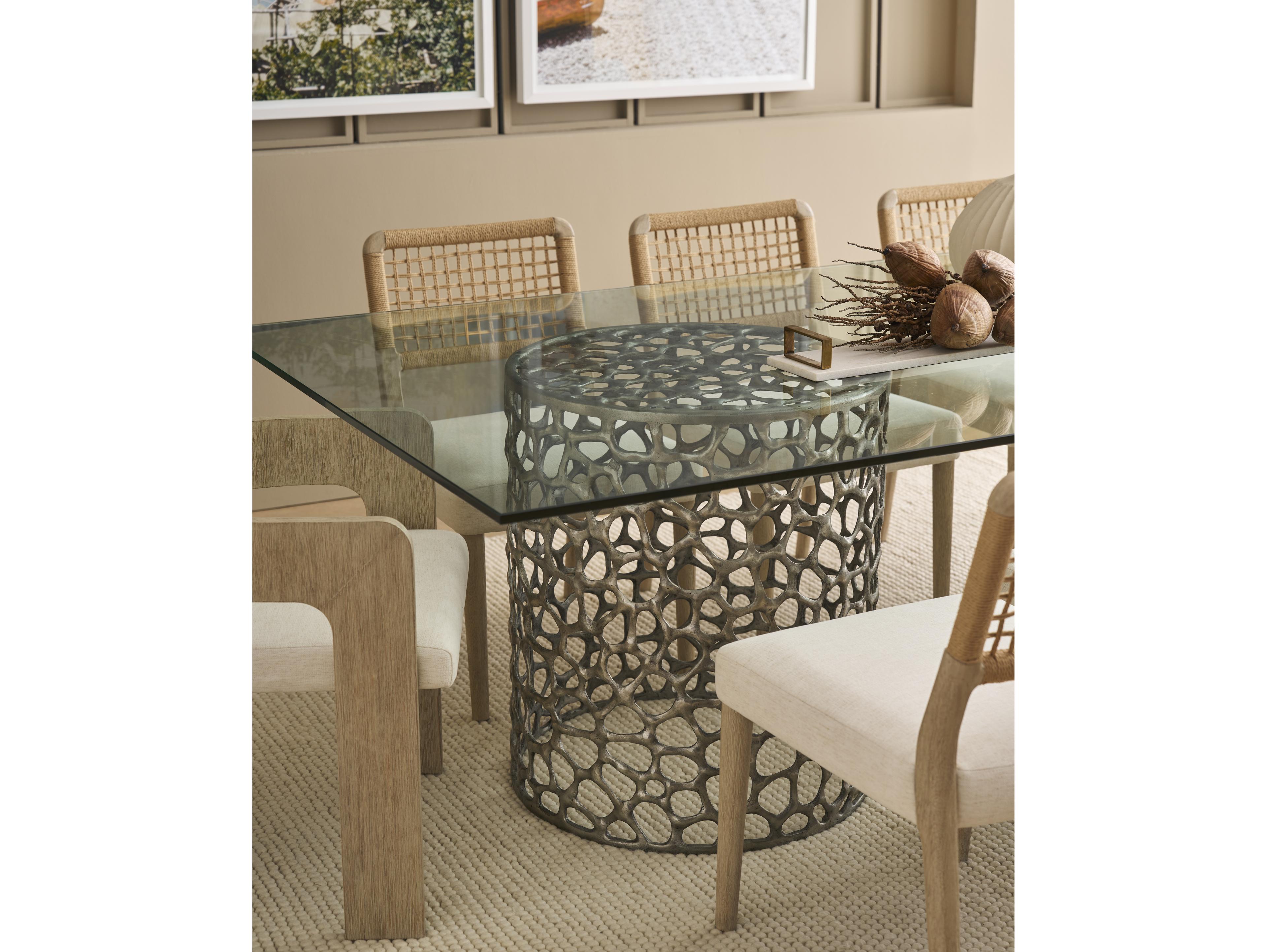 Coastal Living Home Oasis Rectangular Glass Antique Nickel Dining Table