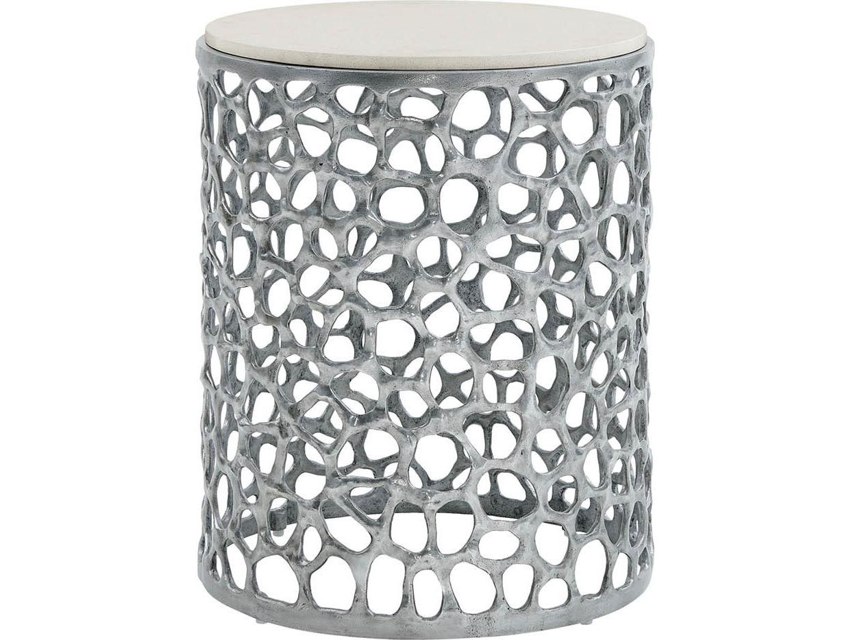 Coastal Living Home Oasis Round Stone Gray End Table