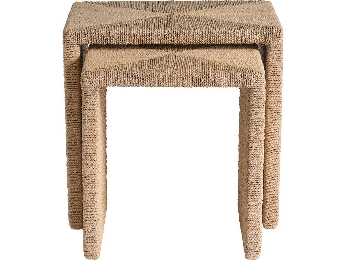 Coastal Living Home Oasis Rectangular Wicker Natural Tan Nesting End Tables