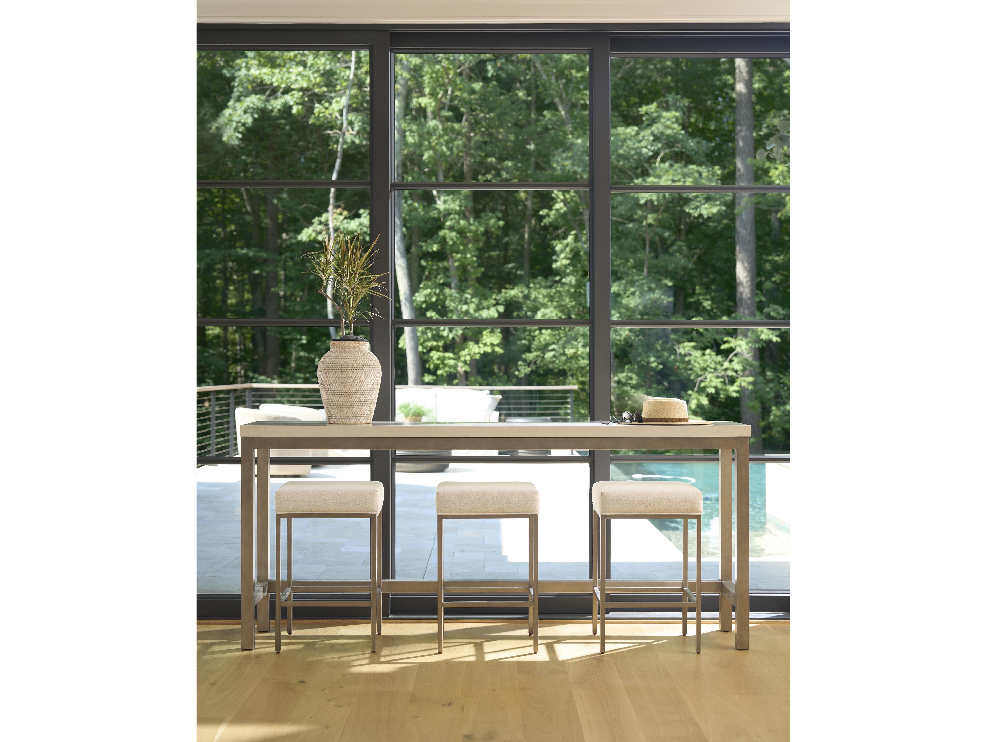 Coastal Living Home Oasis Console Table With Three Counter Stools Set