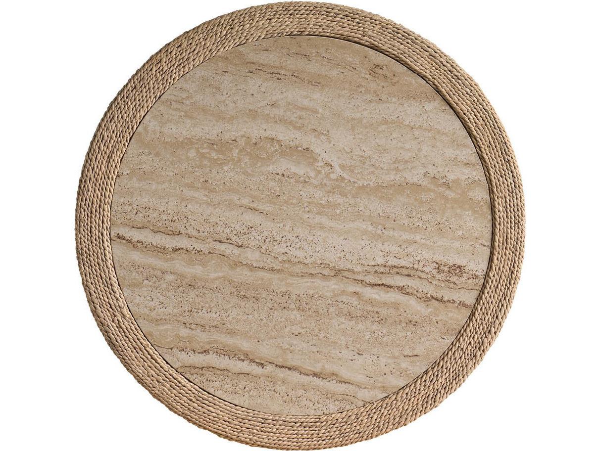 Coastal Living Home Oasis Round Stone Natural Tan End Table