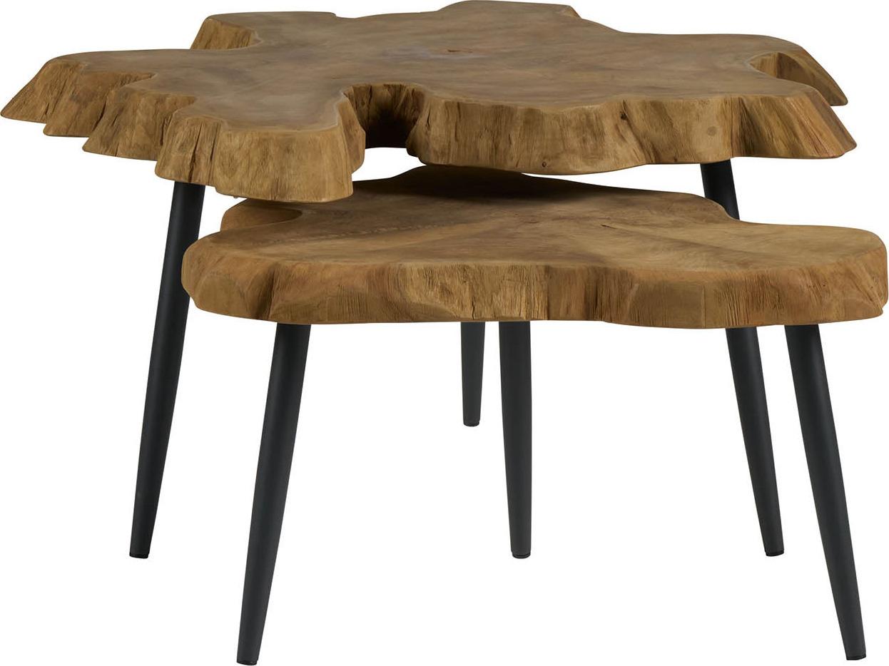 Coastal Living Home Oasis Wood Natural Teak Nesting End Tables