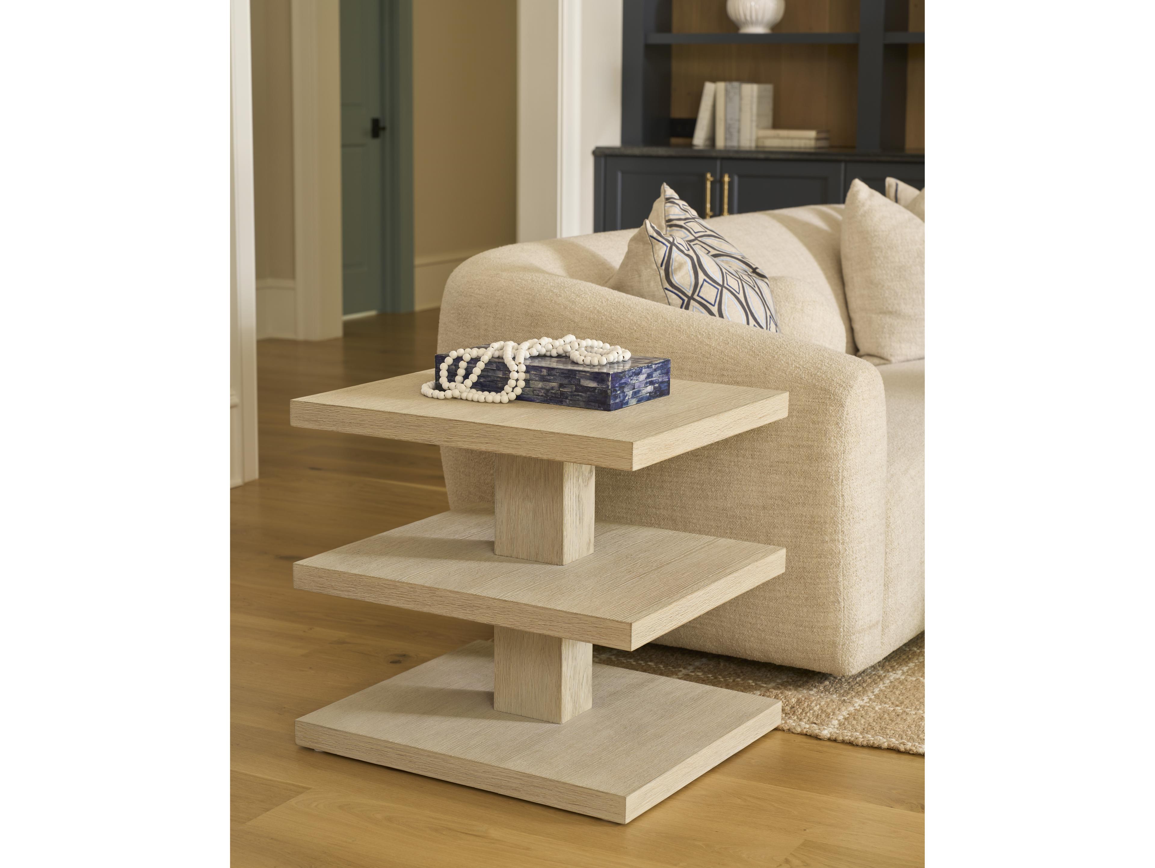 Coastal Living Home Oasis Square Wood Dockside Tan End Table