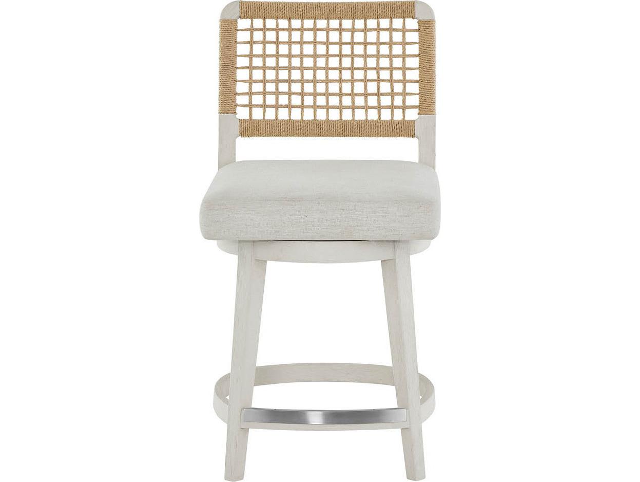 Coastal Living Home Oasis Shoreline White Upholstered Swivel Counter Stool