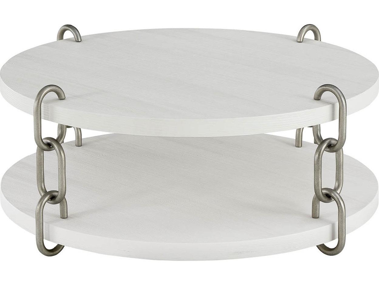 Coastal Living Home Oasis Round Wood Shoreline White Coffee Table