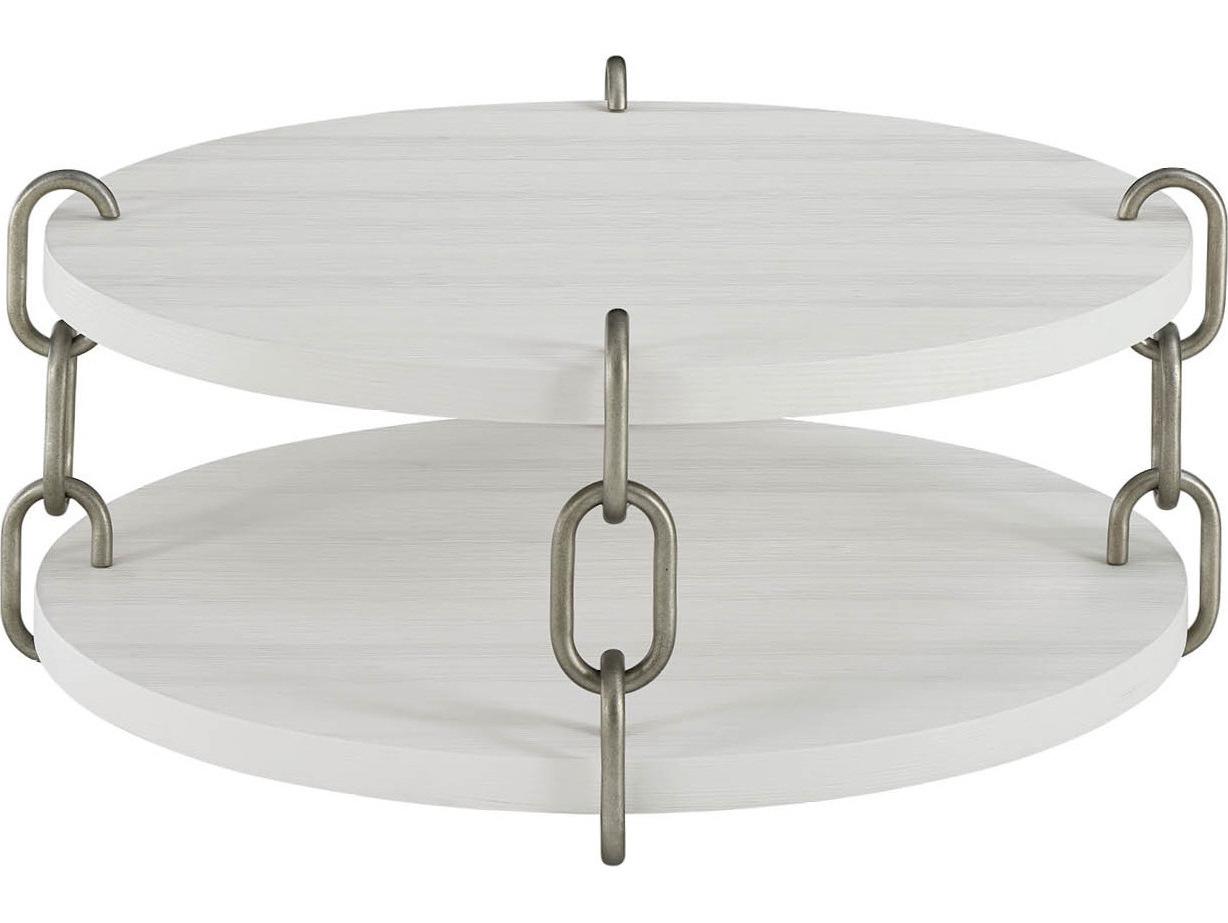 Coastal Living Home Oasis Round Wood Shoreline White Coffee Table